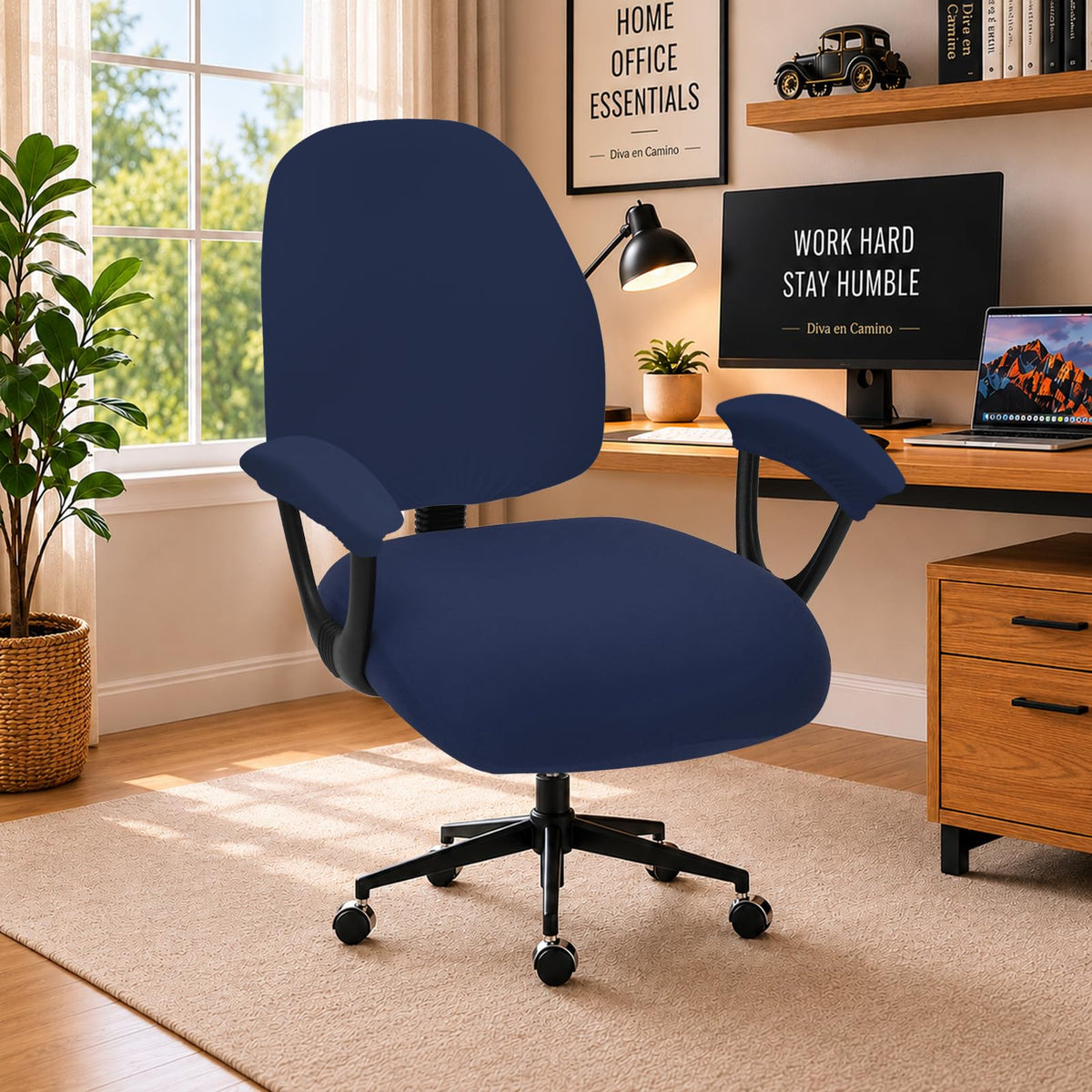 Water Resistant Stretch Computer Office Chair Cover with Durable Zipper Universal Washable Removable Spandex Rotating Boss Chair Slipcovers Anti-dust Soft Desk Chair Seat Protector for Dogs Cats Pets