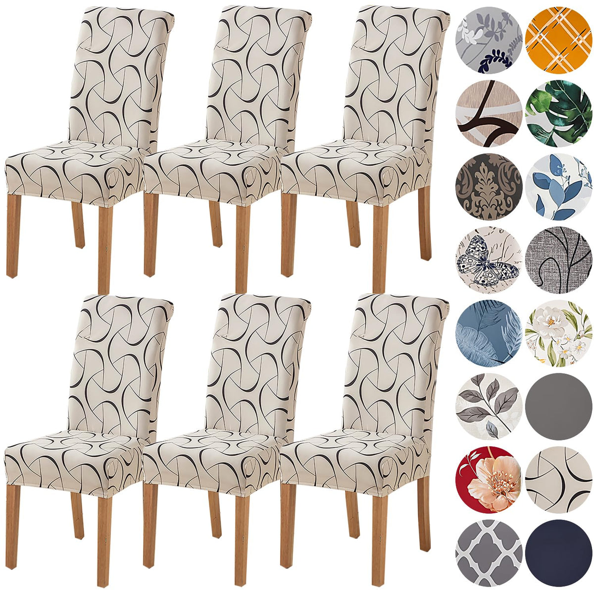 HZDHCLH Chair Covers for Dining Room Set of 4,Stretch Spandex Parsons Chair Slipcovers,Washable Anti-dust Chair Seat Covers for Kitchen,Wedding,Party (Beige, 4 Pack)