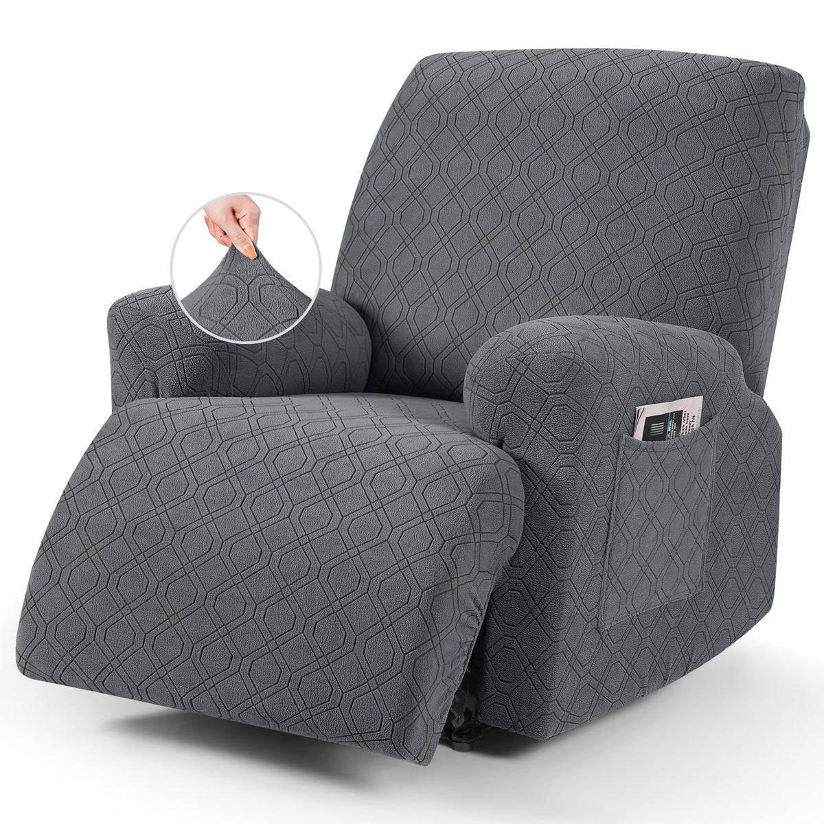 VANSOFY Stretch Recliner Chair Cover, Slipcover, Dark Gray, 1 Seater