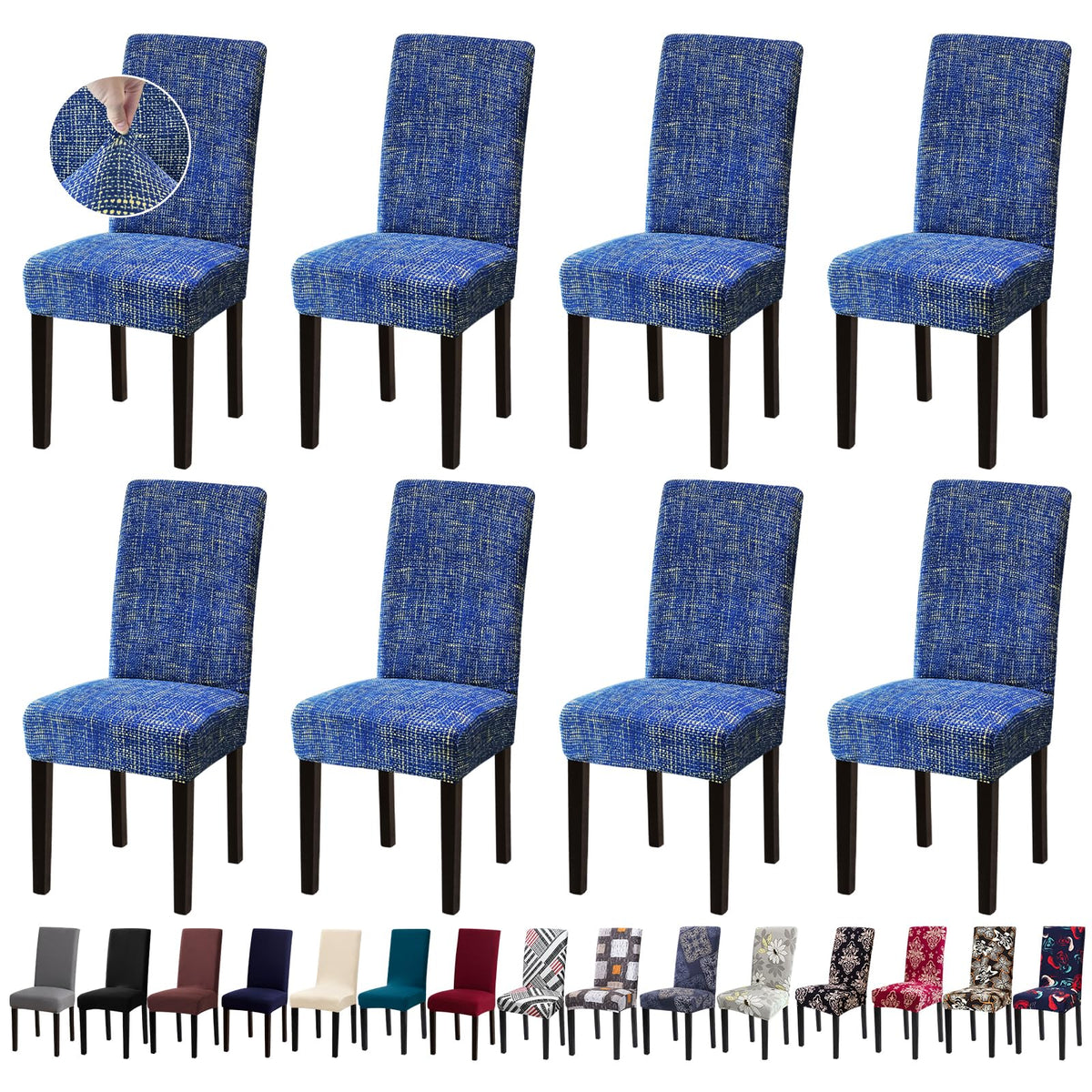 Chair Covers, Stretch Dining Room Chair Covers Set of 6, Removable Washable Dining Chair Slipcovers for Home, Hotel, Banquet