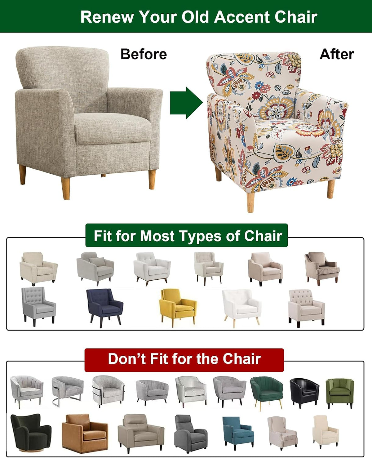 CRFATOP Accent Chair Cover, Stretch Armchair Slipcover for Living Room,21