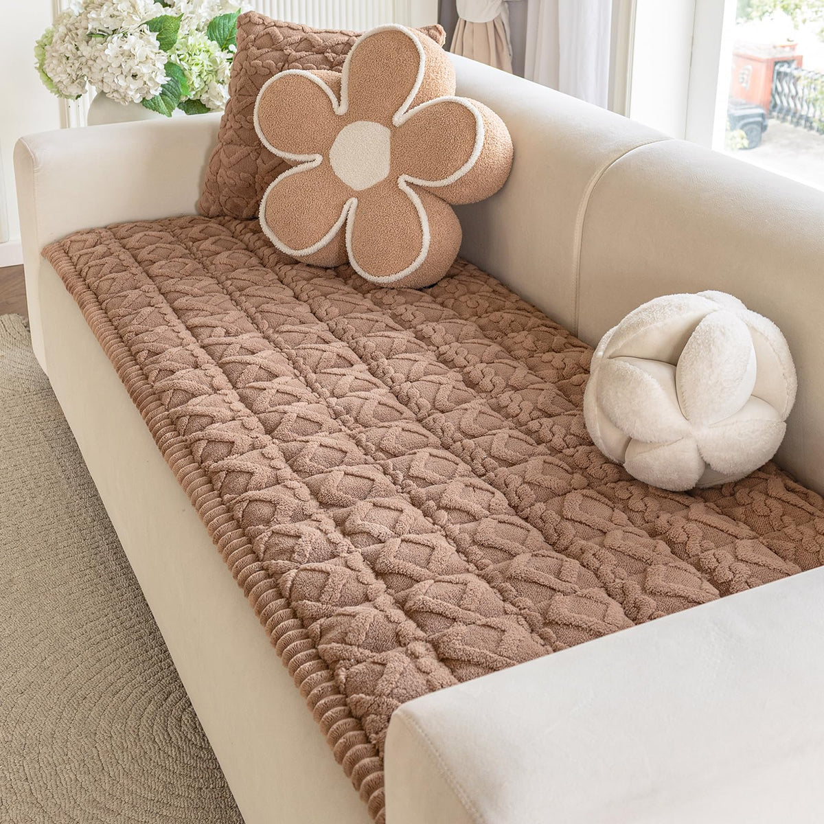 OstepDecor Couch Cover for Dogs, Washable Non Slip Sofa Cover for Pets
