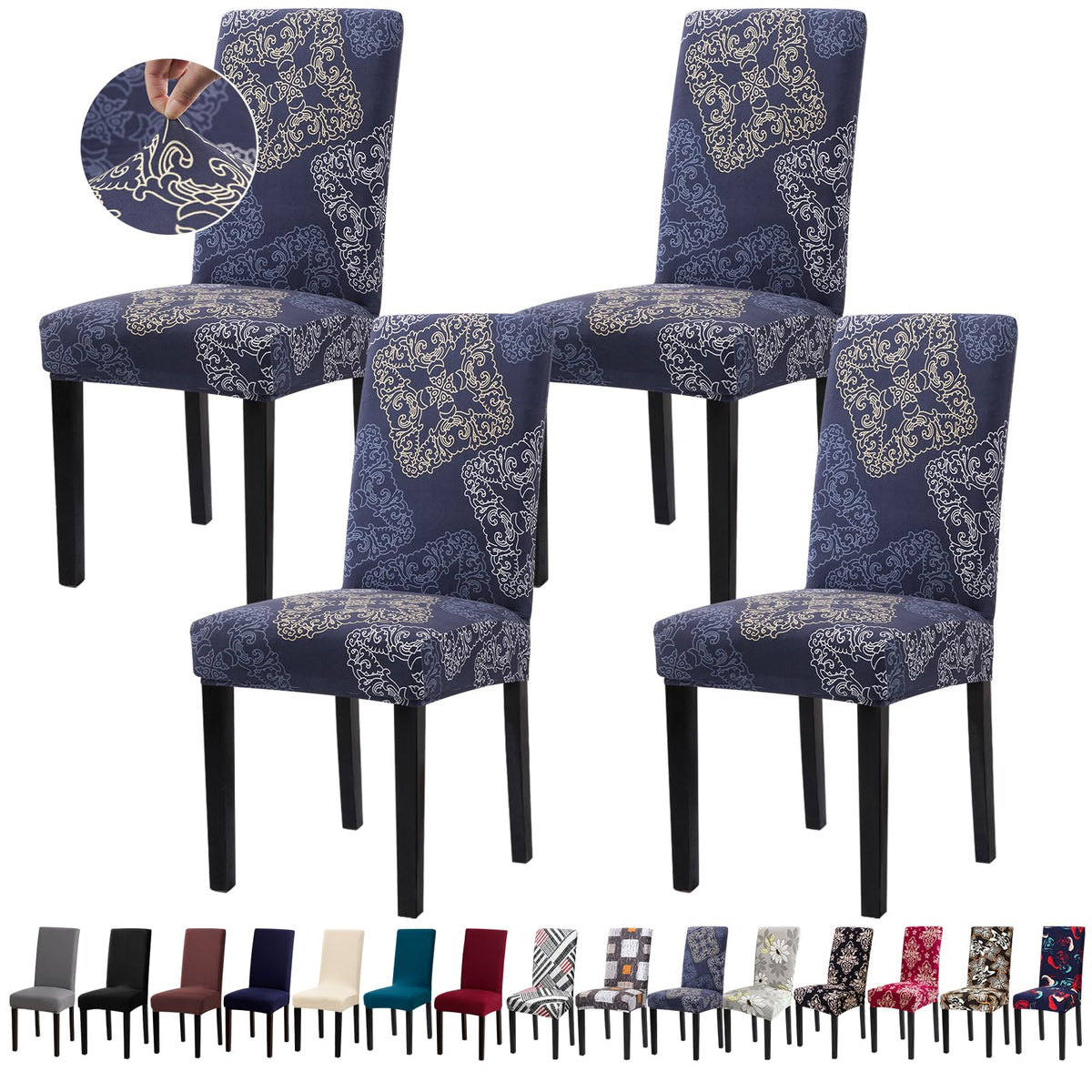 Chair Covers, Stretch Dining Room Chair Covers Set of 6, Removable Washable Dining Chair Slipcovers for Home, Hotel, Banquet