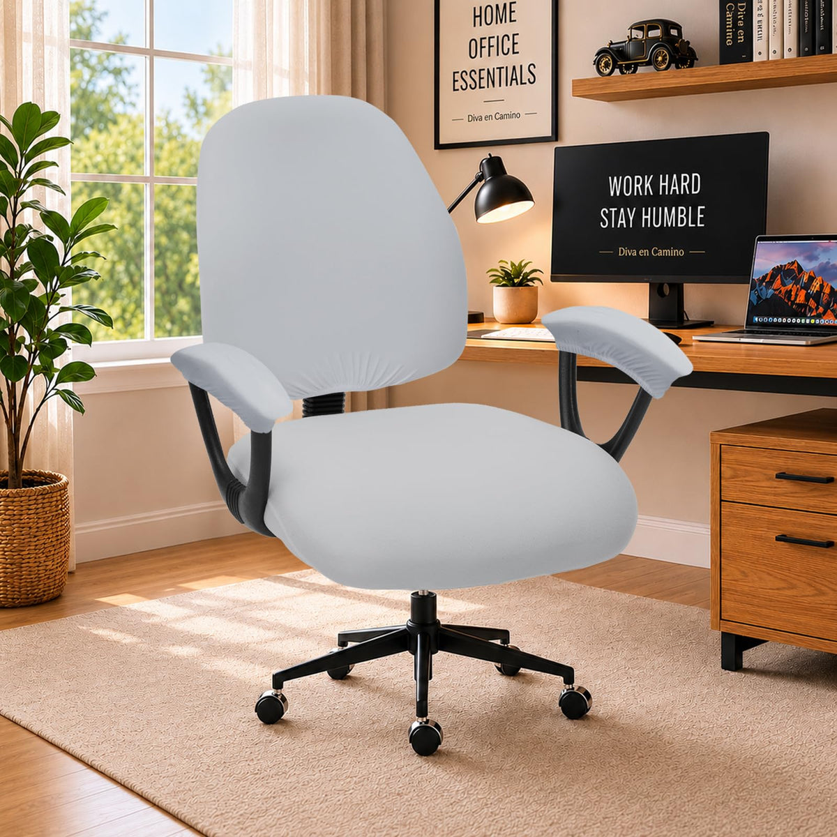 DIVA EN CAMINO DEC Water-Resistant Stretchable Desk Office Chair Seat Cushion Covers - Universal Spandex Computer Chair Slipcover - Removable Washable Cushion Protectors for Dogs, Cats, Black
