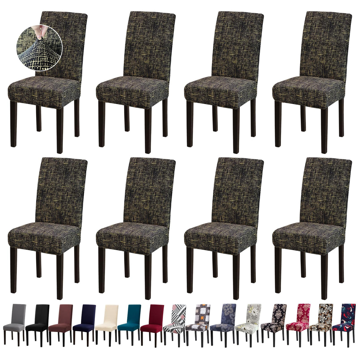 Chair Covers, Stretch Dining Room Chair Covers Set of 6, Removable Washable Dining Chair Slipcovers for Home, Hotel, Banquet