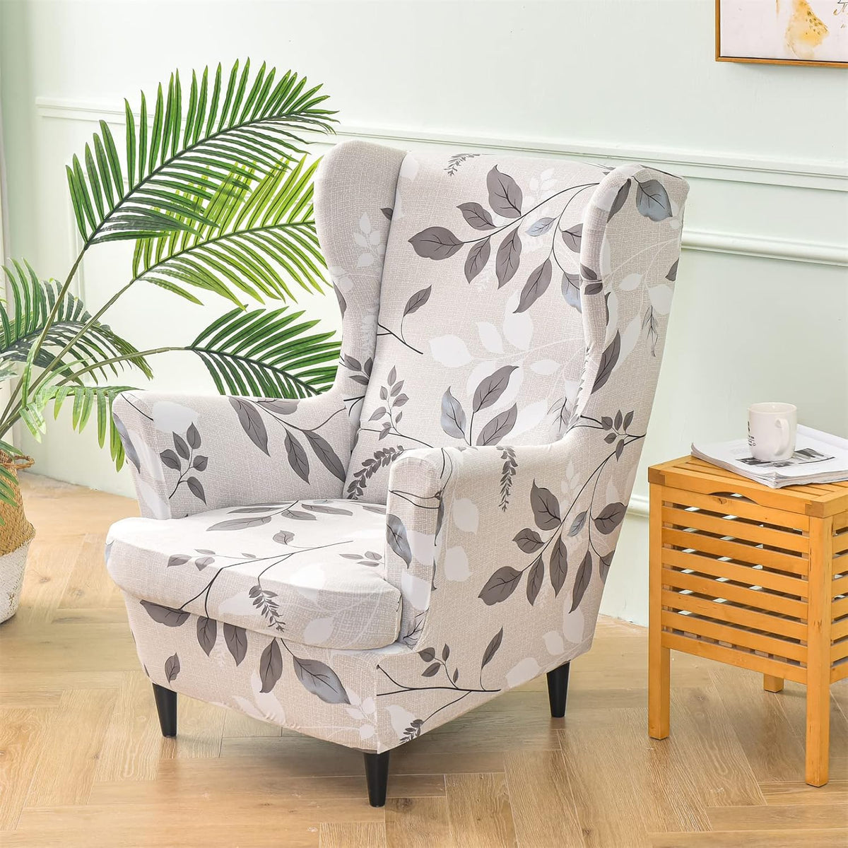 KRFOONN Stretch Wing Chair Slipcovers 2 Piece Wingback Chair Covers, A13