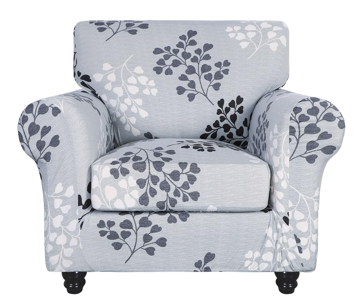 SearchI Stretch Sofa Cover Printed Couch Covers, Floral Pattern 2 Piece Armchair Slipcover with Separate Chair Cushion Cover, Washable Furniture Protector for Living Room(Armchair, Ball Flower)