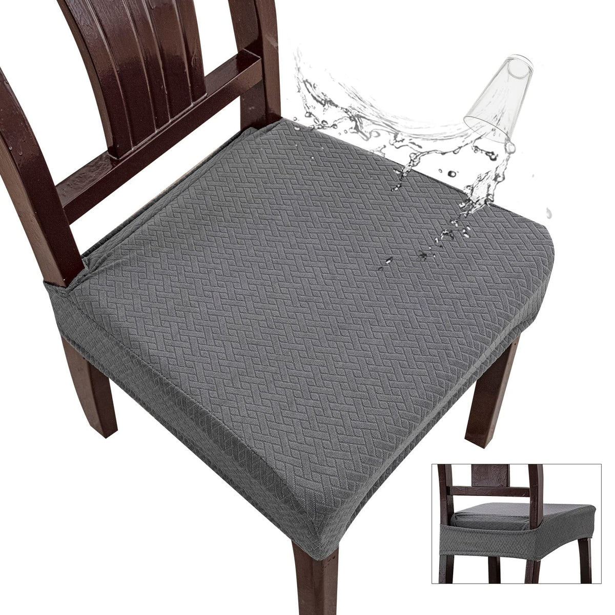 Genina Waterproof Seat Covers for Dining Room Chairs, Rear Covered