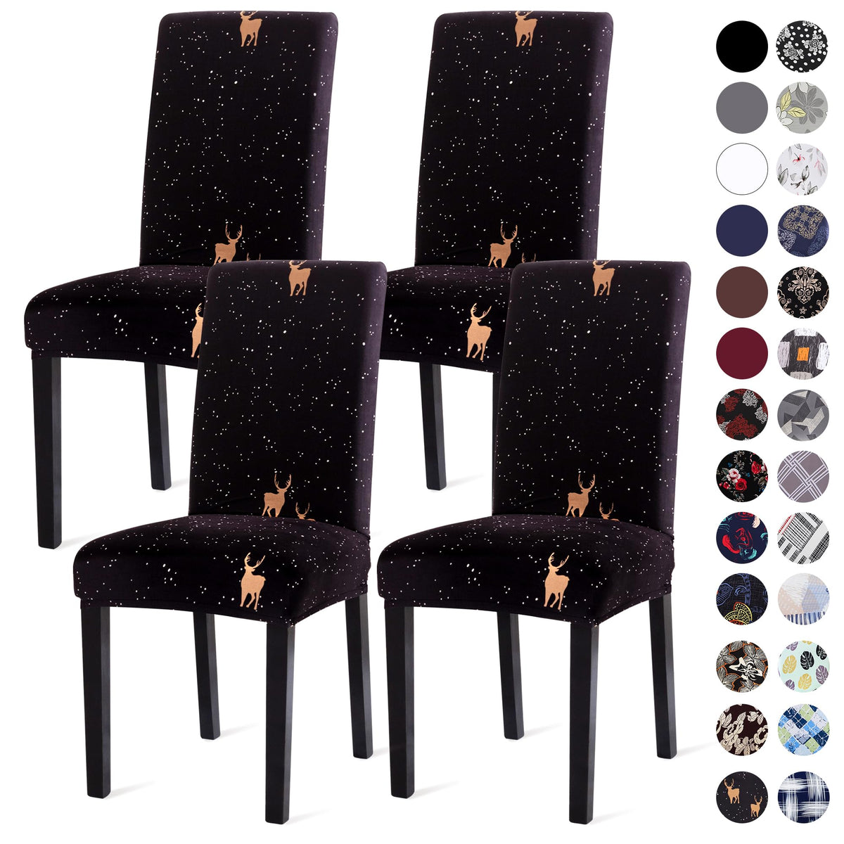Sufdari Dining Chair Covers,Kitchen Cover,Parsons Slipcover,Spandex Protectors for Room Stretch Chairs Cover Set of 4 -Gray