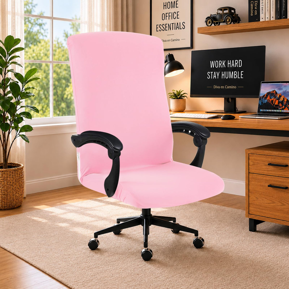 DIVA EN CAMINO DEC Water-Resistant Stretchable Desk Office Chair Seat Cushion Covers - Universal Spandex Computer Chair Slipcover - Removable Washable Cushion Protectors for Dogs, Cats, Black