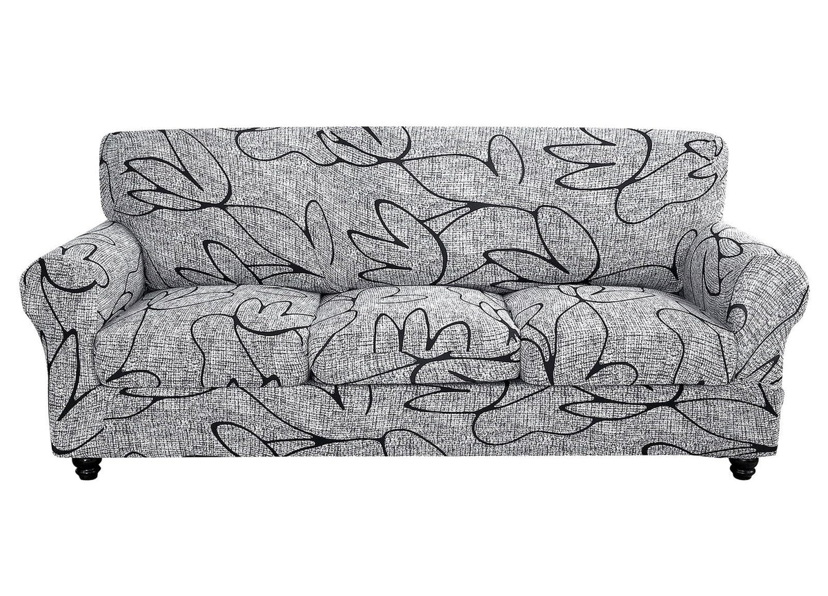 SearchI Stretch Sofa Cover Printed Couch Covers, Floral Pattern 2 Piece Armchair Slipcover with Separate Chair Cushion Cover, Washable Furniture Protector for Living Room(Armchair, Ball Flower)