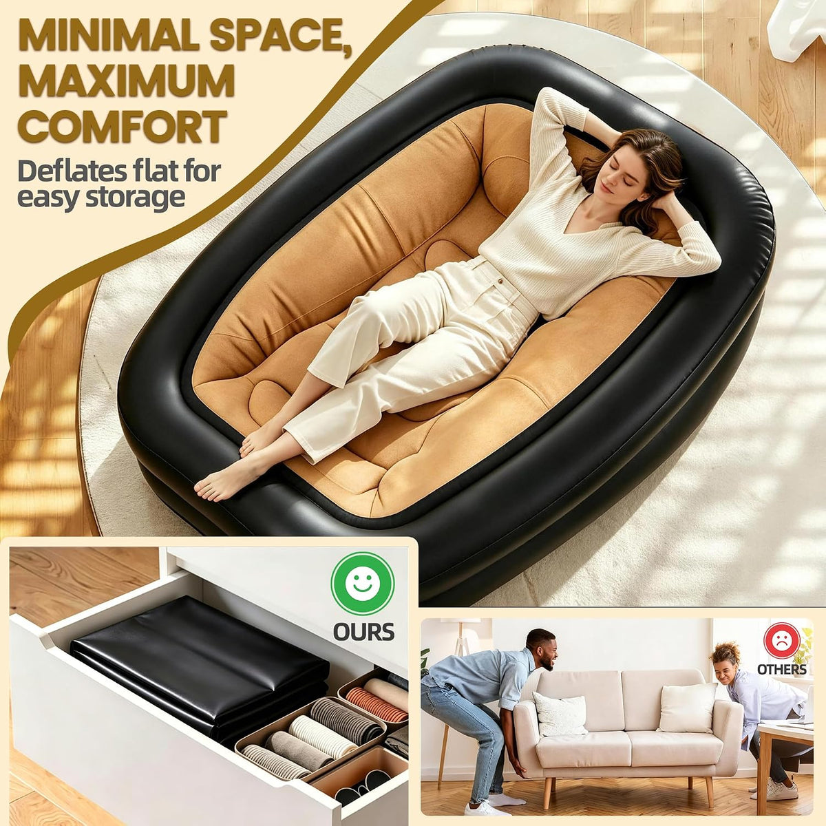 FluSing Blow Up Couch for Camping, Inflatable Chairs for Adults Heavy Duty