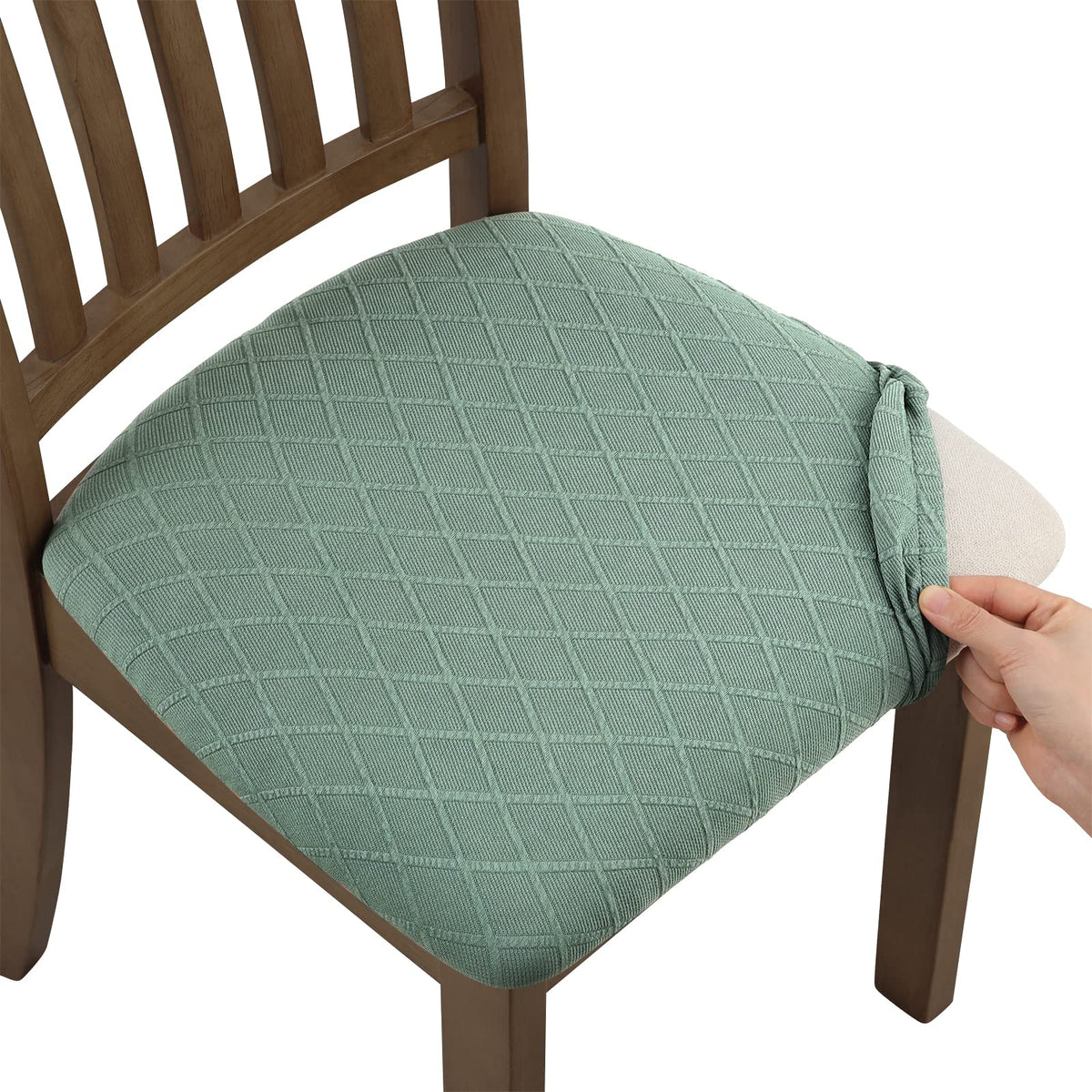 Fuloon Dining Chair Seat Covers Stretch Slipcovers, 6 Pack, Beige