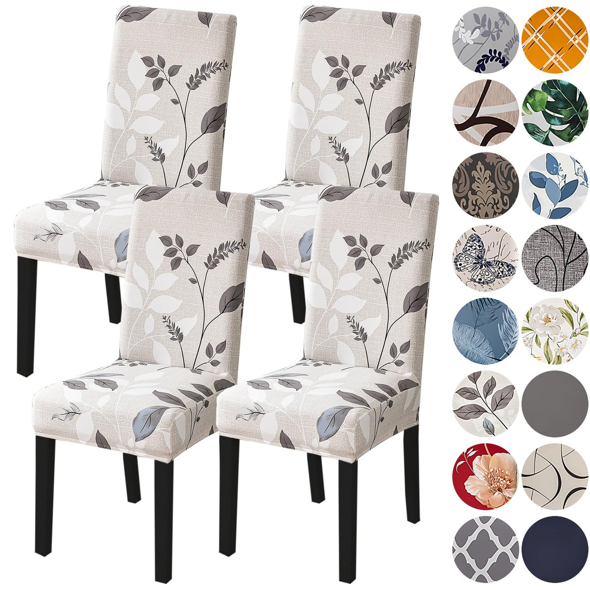 HZDHCLH Chair Covers for Dining Room Set of 4,Stretch Spandex Parsons Chair Slipcovers,Washable Anti-dust Chair Seat Covers for Kitchen,Wedding,Party (Beige, 4 Pack)