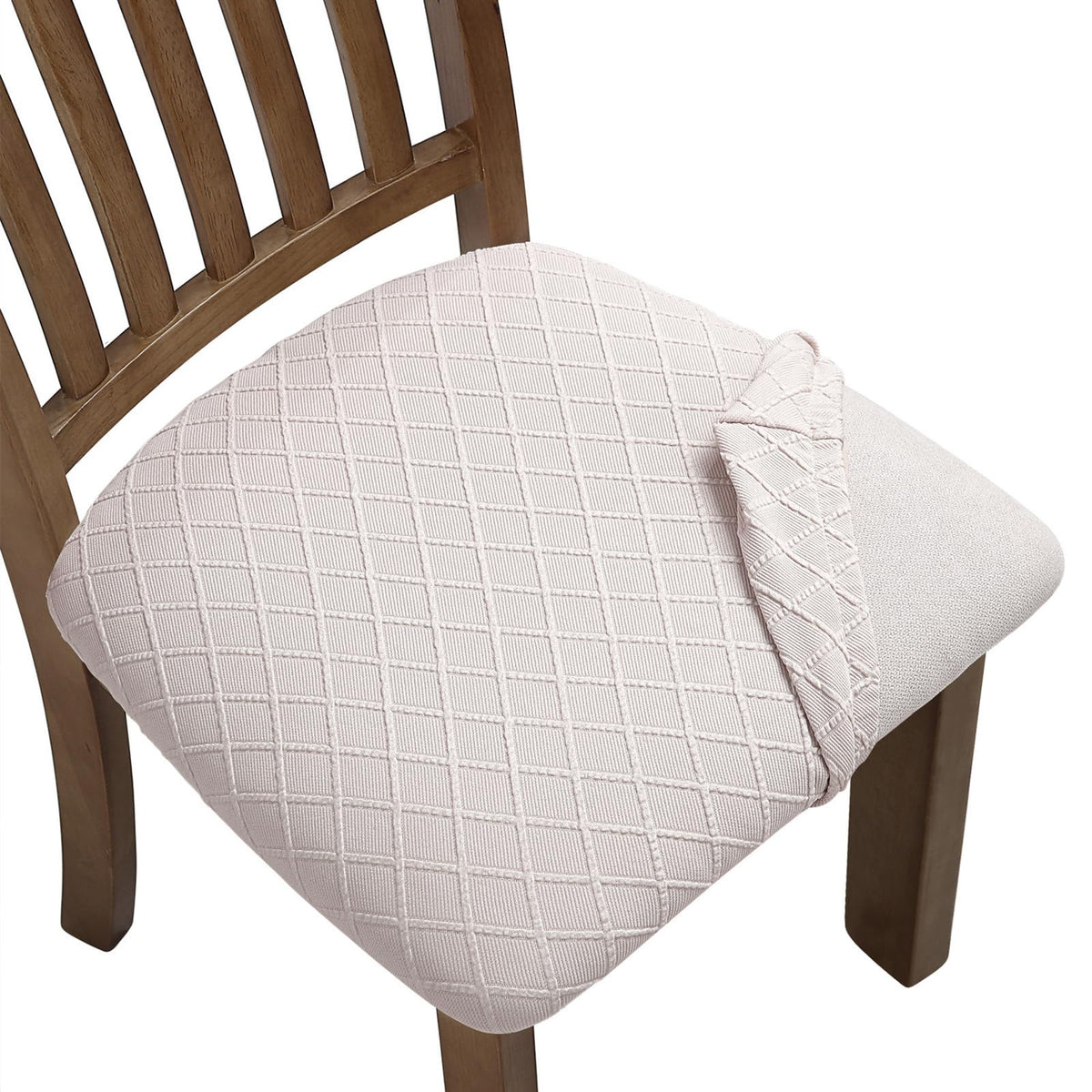 Fuloon Dining Chair Seat Covers Stretch Slipcovers, 6 Pack, Beige