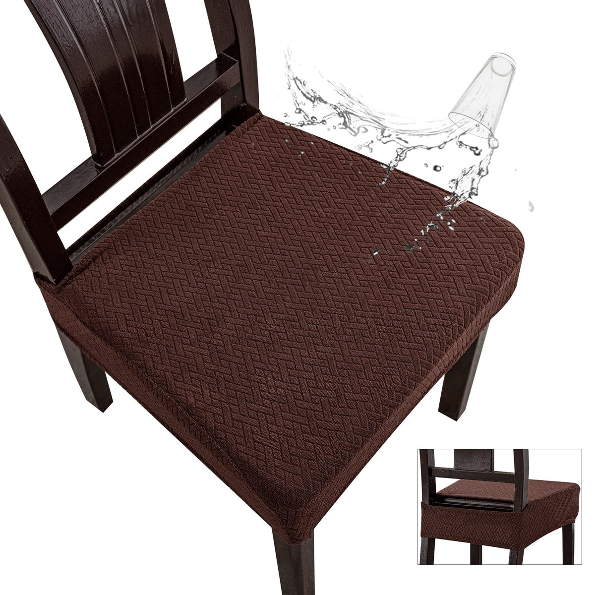 Genina Waterproof Seat Covers for Dining Room Chairs, Rear Covered