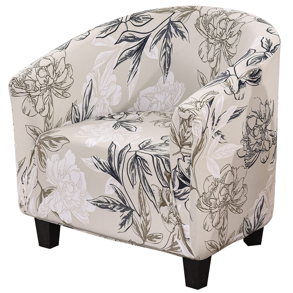 SearchI Club Chair Slipcover Stretch Barrel Chair Covers Jacquard Tub Chair Slipcovers Spandex Armchair Sofa Cover Removable Couch Furniture Protector Arm Chair Cover for Living Room (Beige)