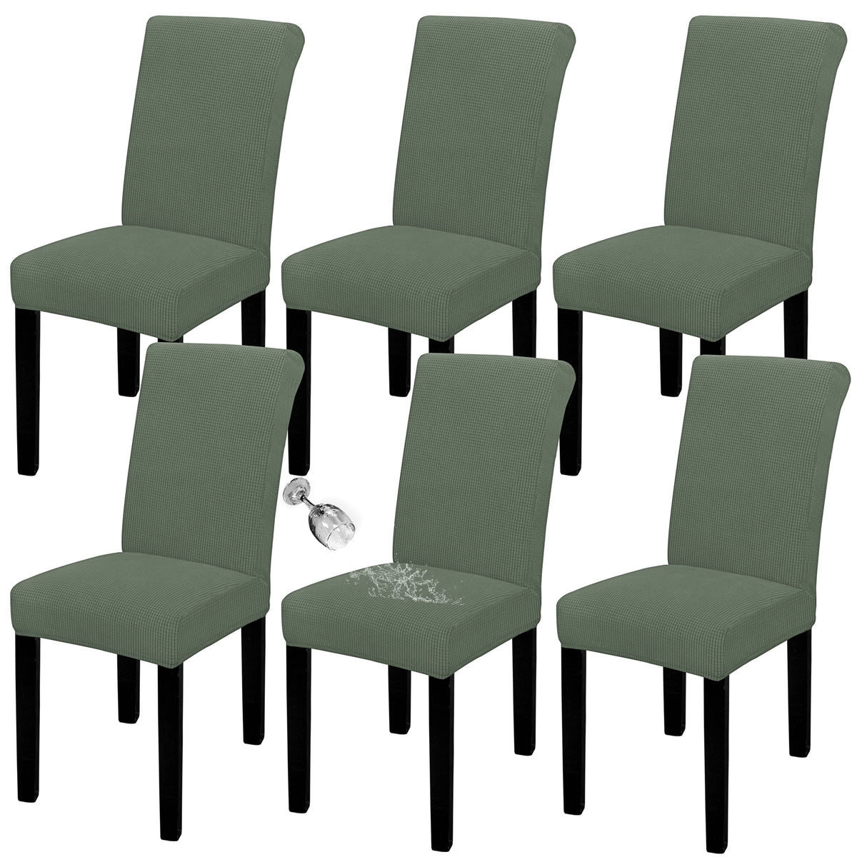 Easy-Going 100% Waterproof Dining Room Chair Covers Set of 6, Large