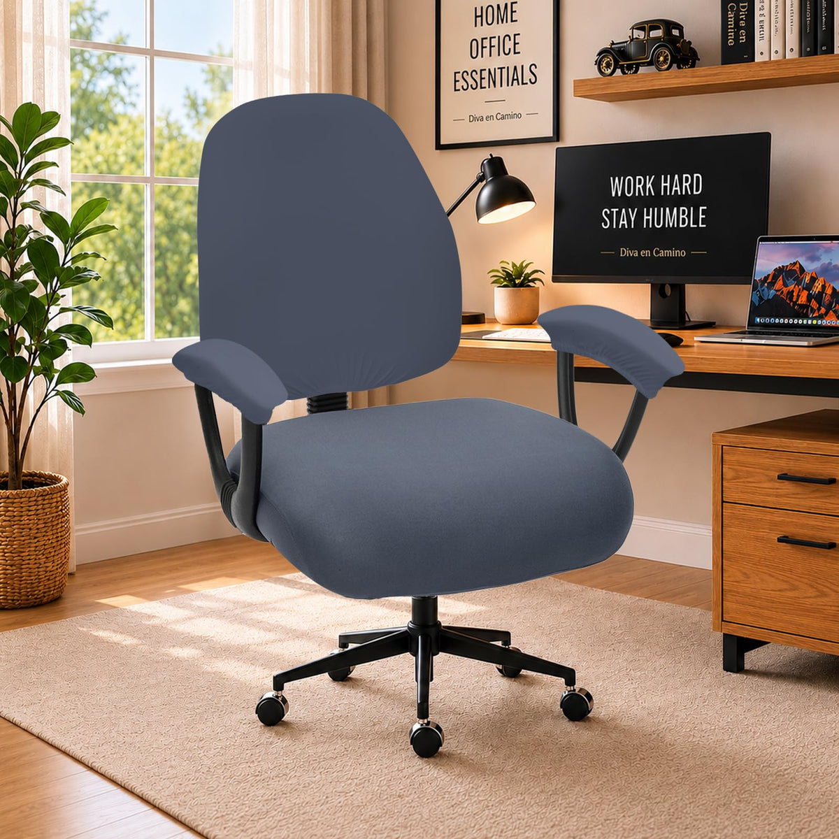 DIVA EN CAMINO DEC Water-Resistant Stretchable Desk Office Chair Seat Cushion Covers - Universal Spandex Computer Chair Slipcover - Removable Washable Cushion Protectors for Dogs, Cats, Black