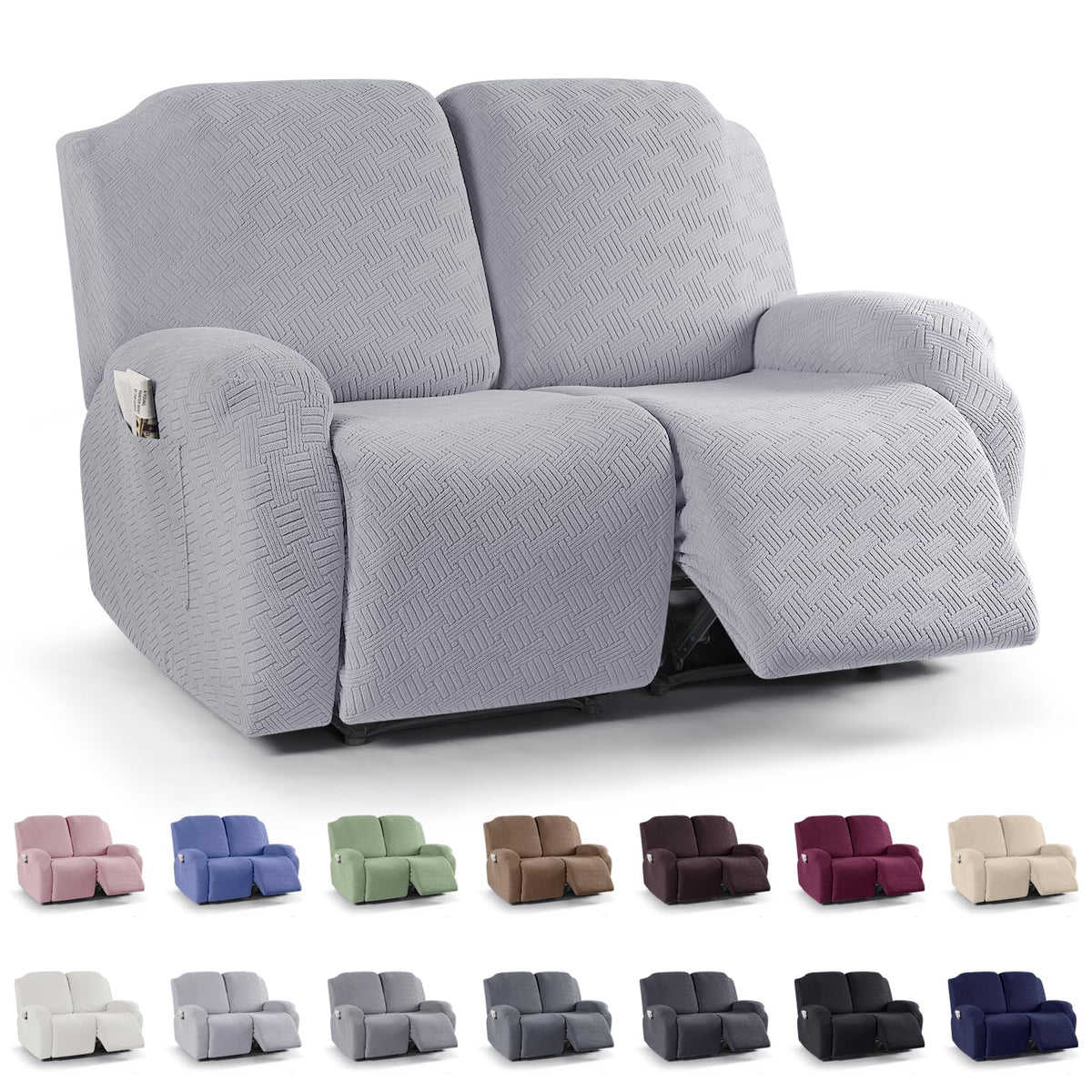 KinCam Recliner Chair Covers, Stretch Reclining Cover, Dark Gray
