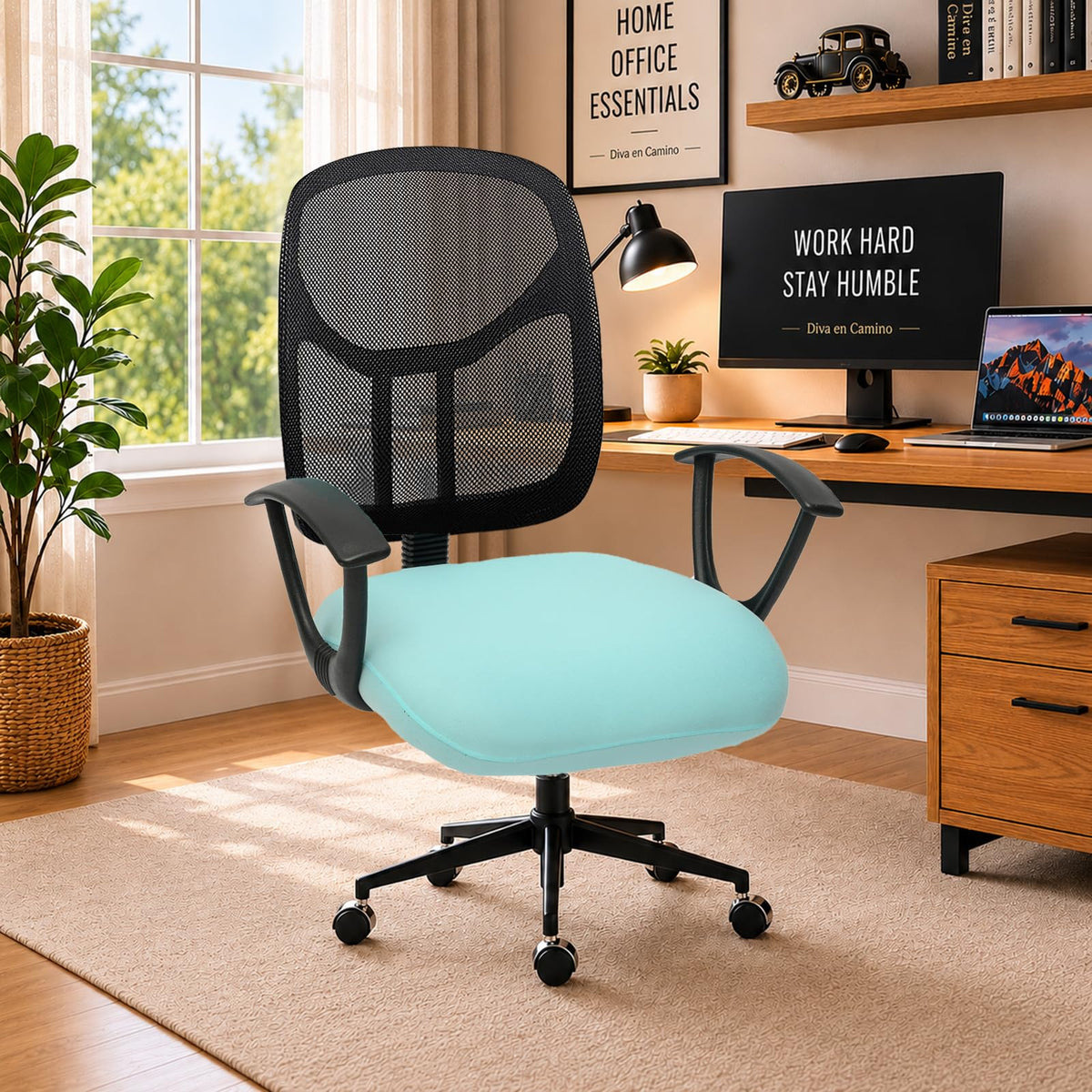 Water Resistant Stretch Computer Office Chair Cover with Durable Zipper Universal Washable Removable Spandex Rotating Boss Chair Slipcovers Anti-dust Soft Desk Chair Seat Protector for Dogs Cats Pets