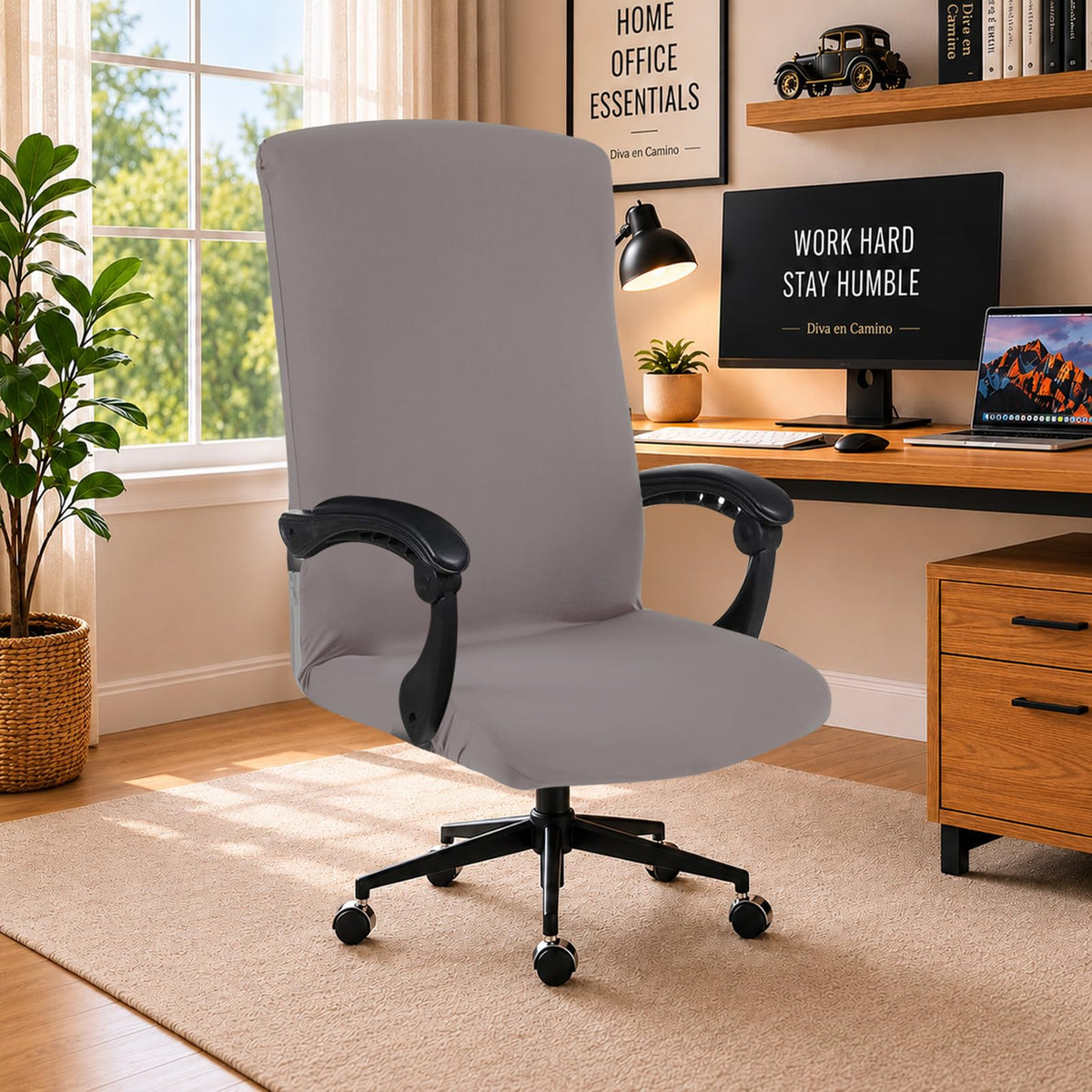 DIVA EN CAMINO DEC Water-Resistant Stretchable Desk Office Chair Seat Cushion Covers - Universal Spandex Computer Chair Slipcover - Removable Washable Cushion Protectors for Dogs, Cats, Black