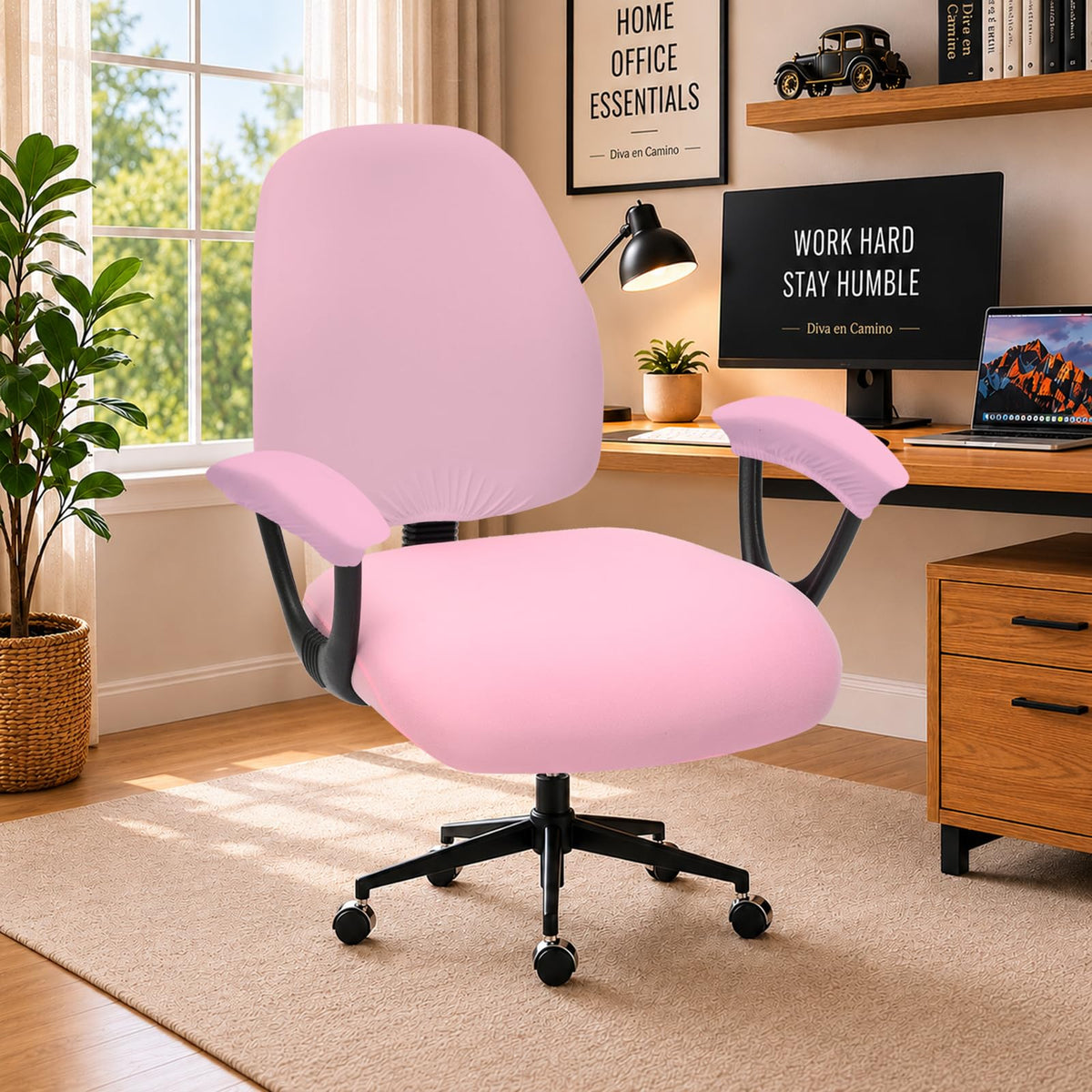 DIVA EN CAMINO DEC Water-Resistant Stretchable Desk Office Chair Seat Cushion Covers - Universal Spandex Computer Chair Slipcover - Removable Washable Cushion Protectors for Dogs, Cats, Black
