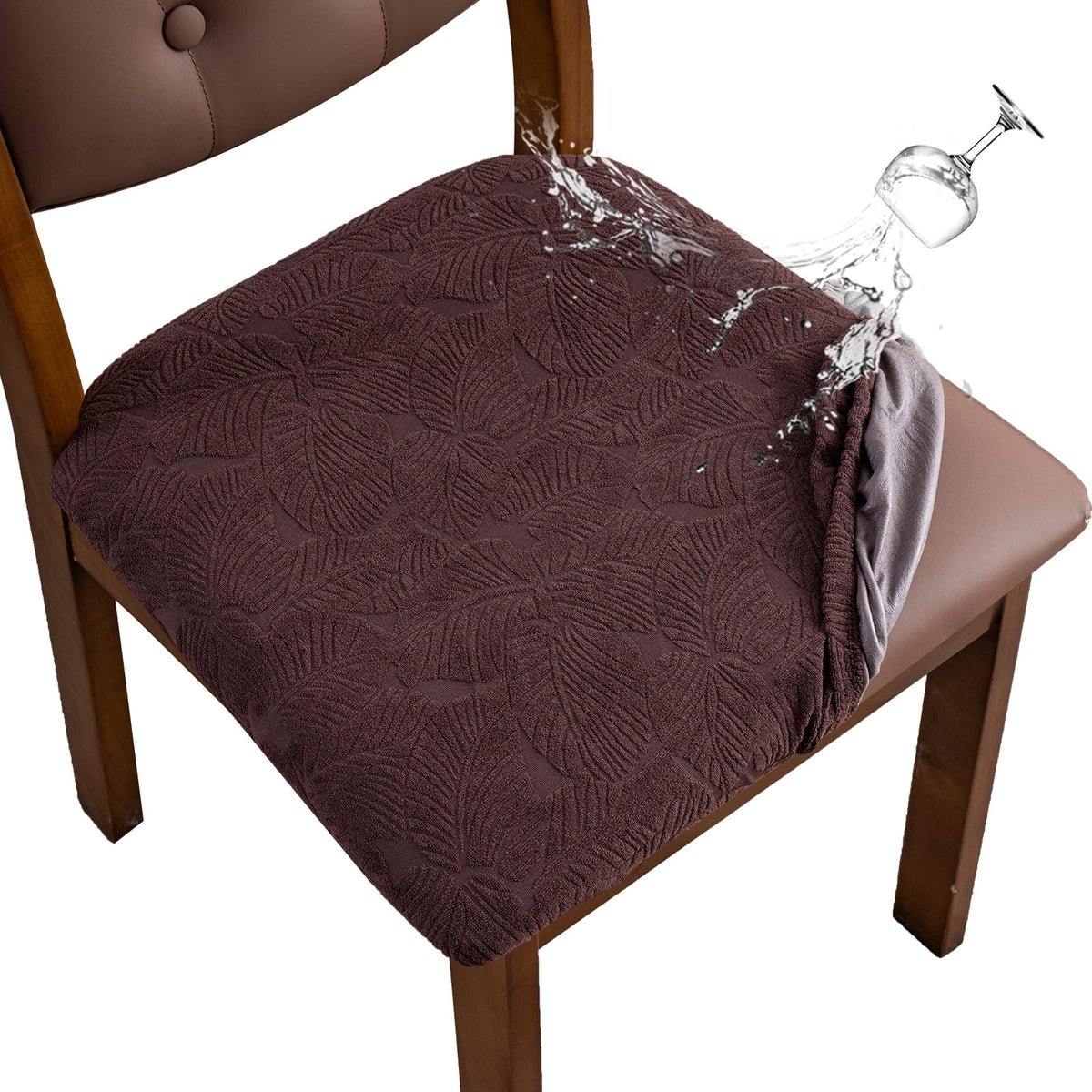 Waterproof Dining Room Chair Covers Set of 6,Beige,Large