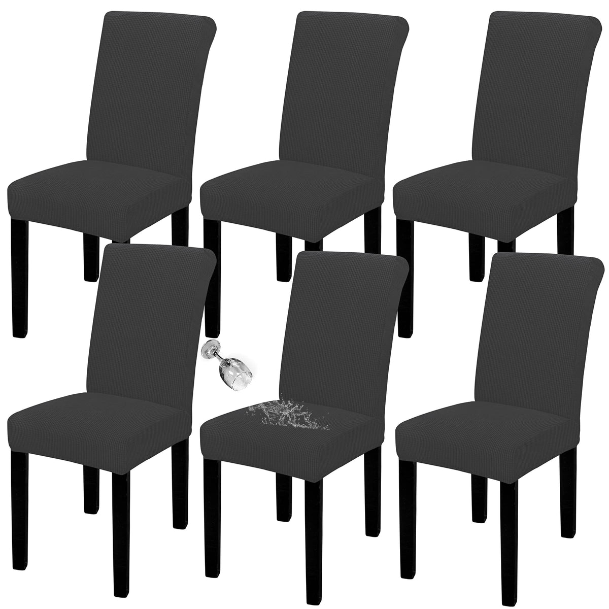Easy-Going 100% Waterproof Dining Room Chair Covers Set of 6, Large