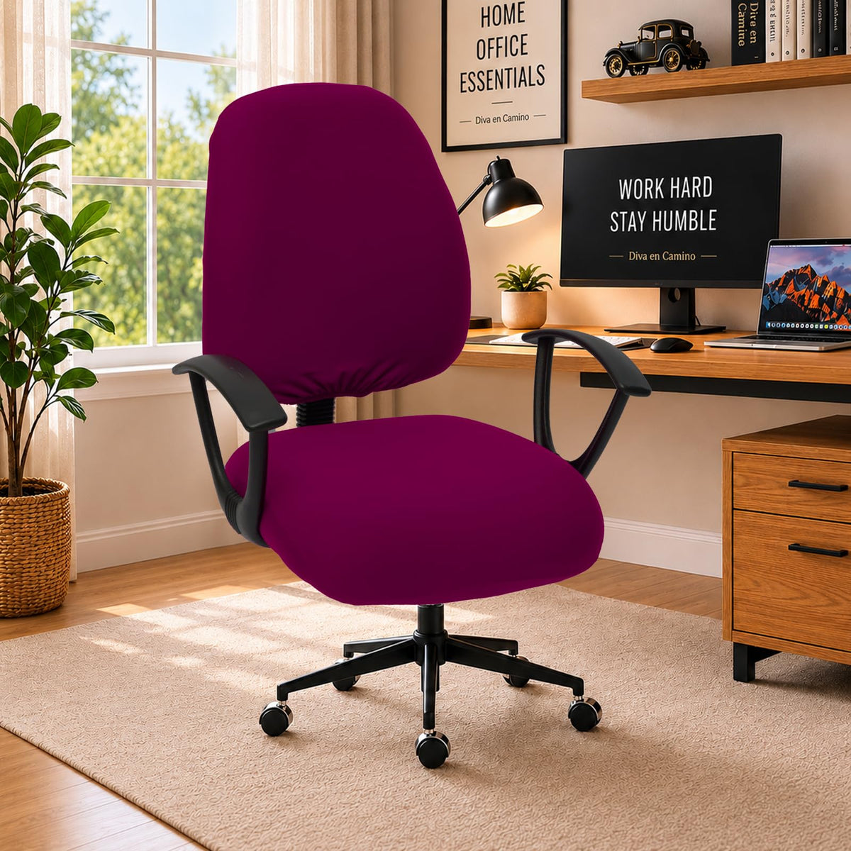 Water Resistant Stretch Computer Office Chair Cover with Durable Zipper Universal Washable Removable Spandex Rotating Boss Chair Slipcovers Anti-dust Soft Desk Chair Seat Protector for Dogs Cats Pets