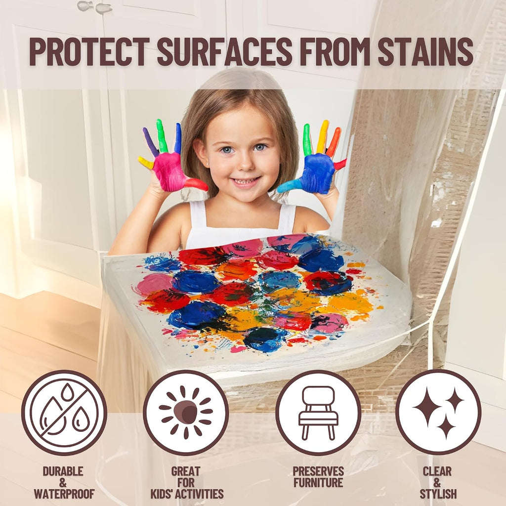 Evelots 4-Pack Clear PVC Dining Chair Covers, Spill-Resistant Protectors