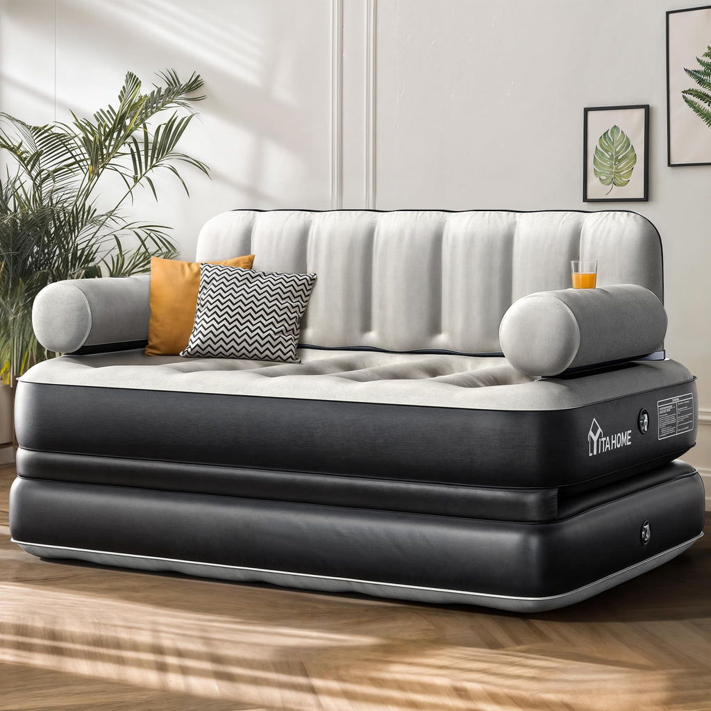 YITAHOME Queen Size Air Sofa Bed Mattress with Channel-Tufted Backrest
