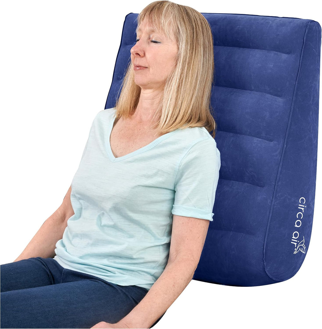 Circa Air Inflatable Wedge Pillow for Traveling – Travel Wedge Pillow for Sleeping. Extra Wide 27" Portable Bed Wedge Pillows for Sleep Apnea, Acid Reflux, Leg, Back and Knee Support, Blow up Wedge