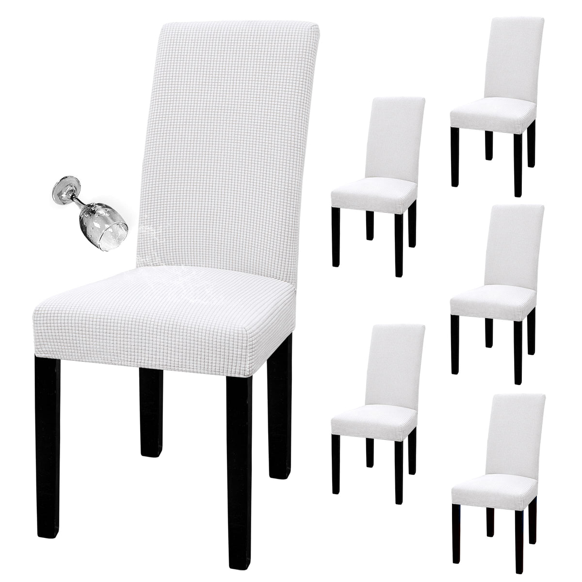 Easy-Going 100% Waterproof Dining Room Chair Covers Set of 6, Large