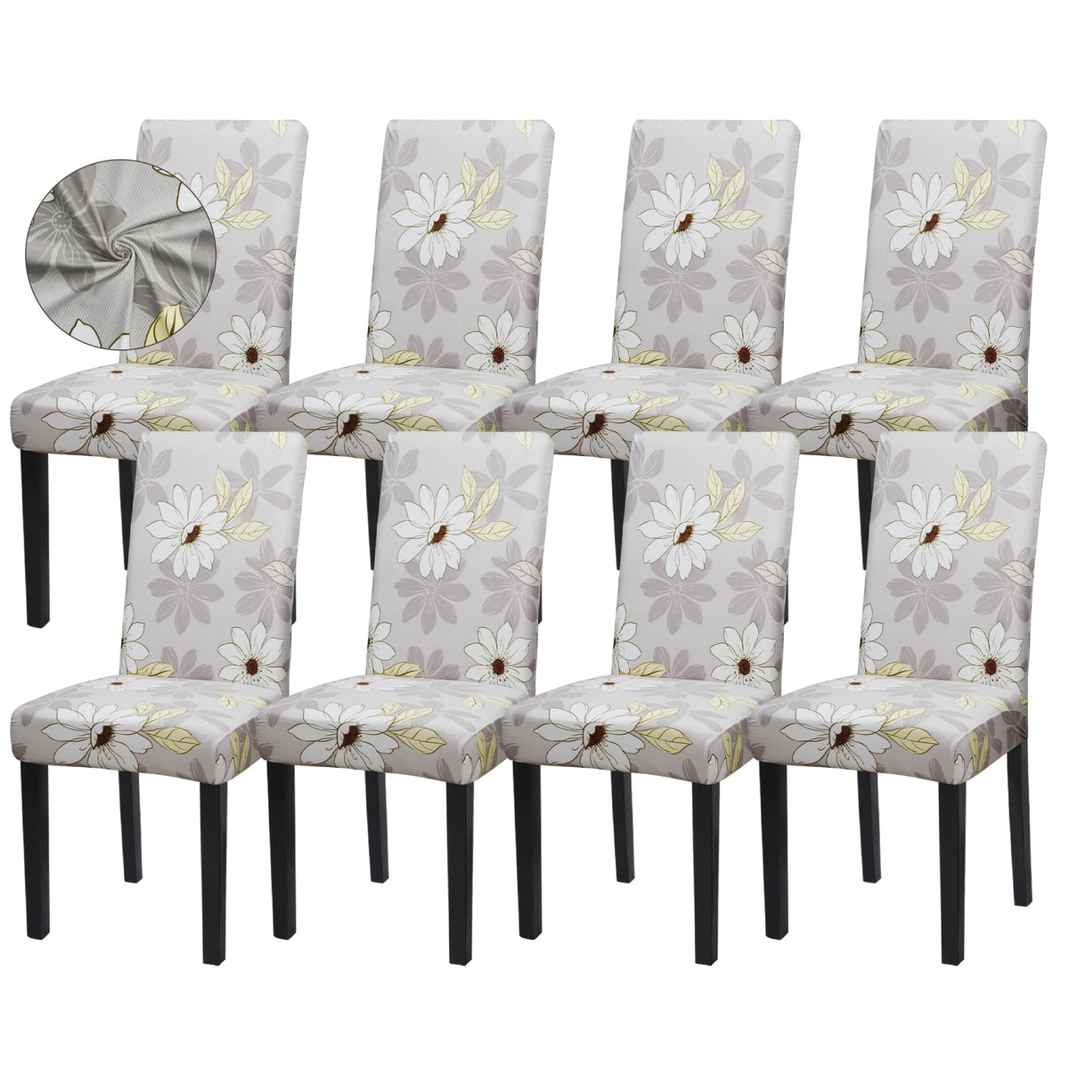 Sufdari Dining Chair Covers,Kitchen Cover,Parsons Slipcover,Spandex Protectors for Room Stretch Chairs Cover Set of 4 -Gray