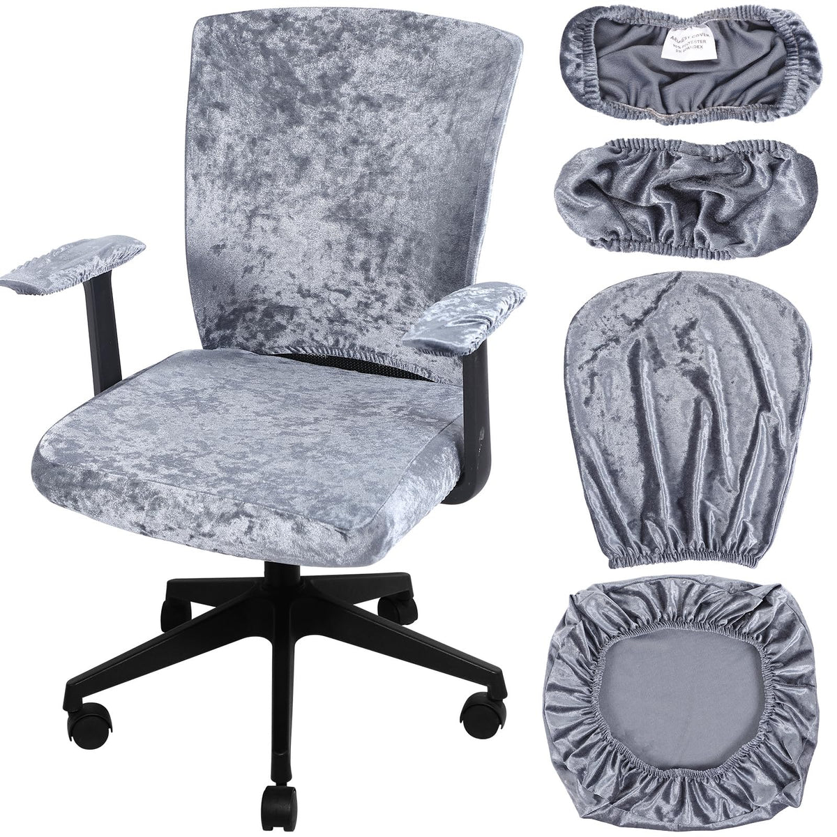Tallew 4 Pcs Office Chair Covers Set with Armrest, Stretchable,Light Pink
