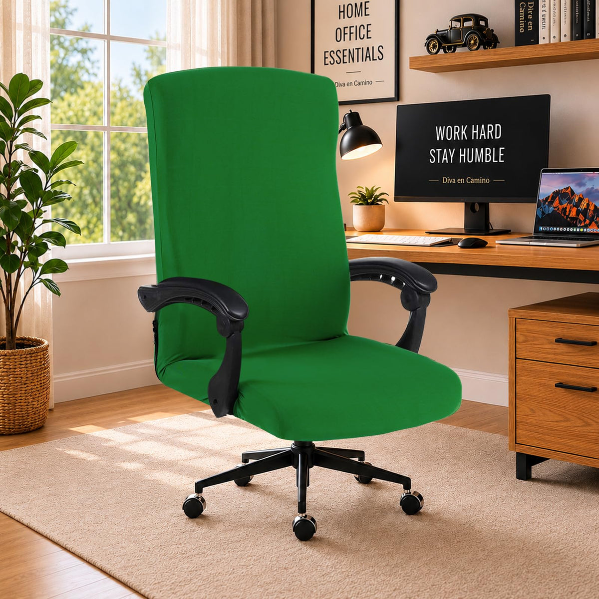 Water Resistant Stretch Computer Office Chair Cover with Durable Zipper Universal Washable Removable Spandex Rotating Boss Chair Slipcovers Anti-dust Soft Desk Chair Seat Protector for Dogs Cats Pets