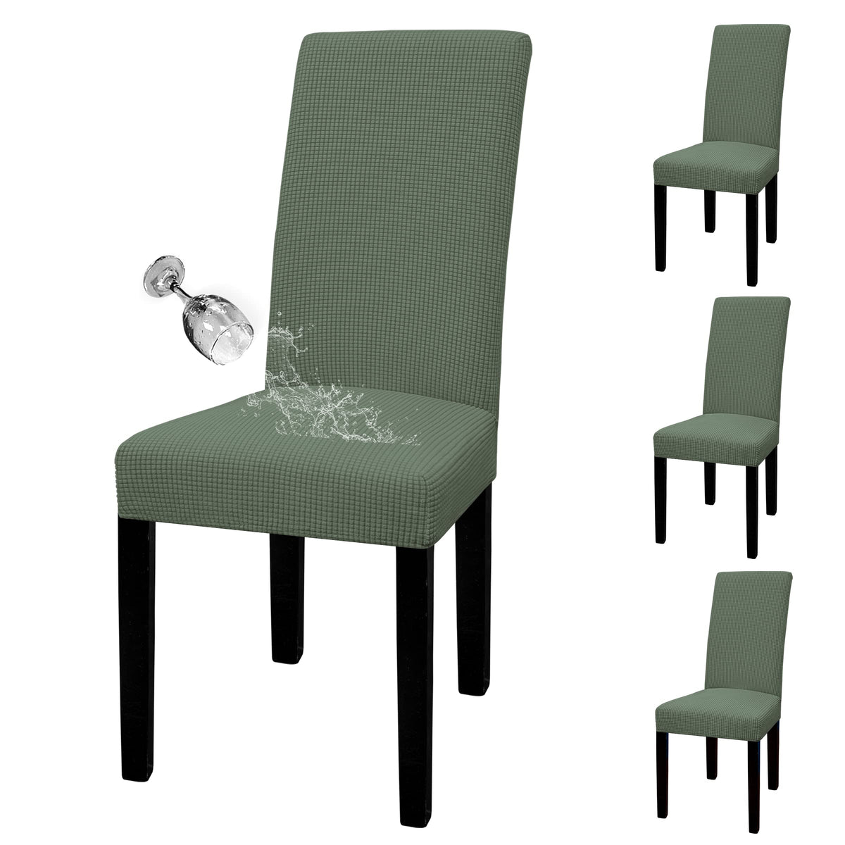 Easy-Going 100% Waterproof Dining Room Chair Covers Set of 6, Large