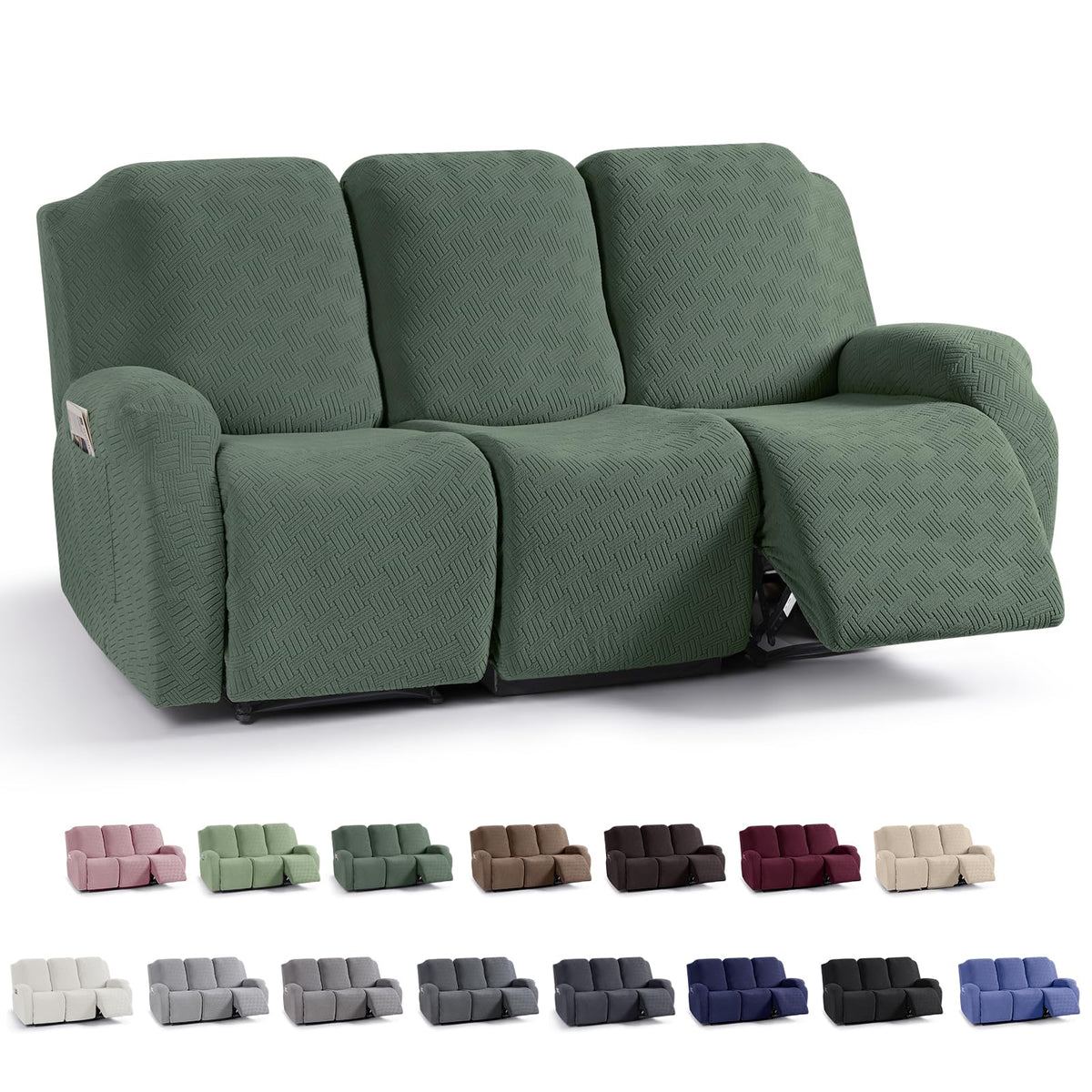 KinCam Recliner Chair Covers, Stretch Reclining Cover, Dark Gray