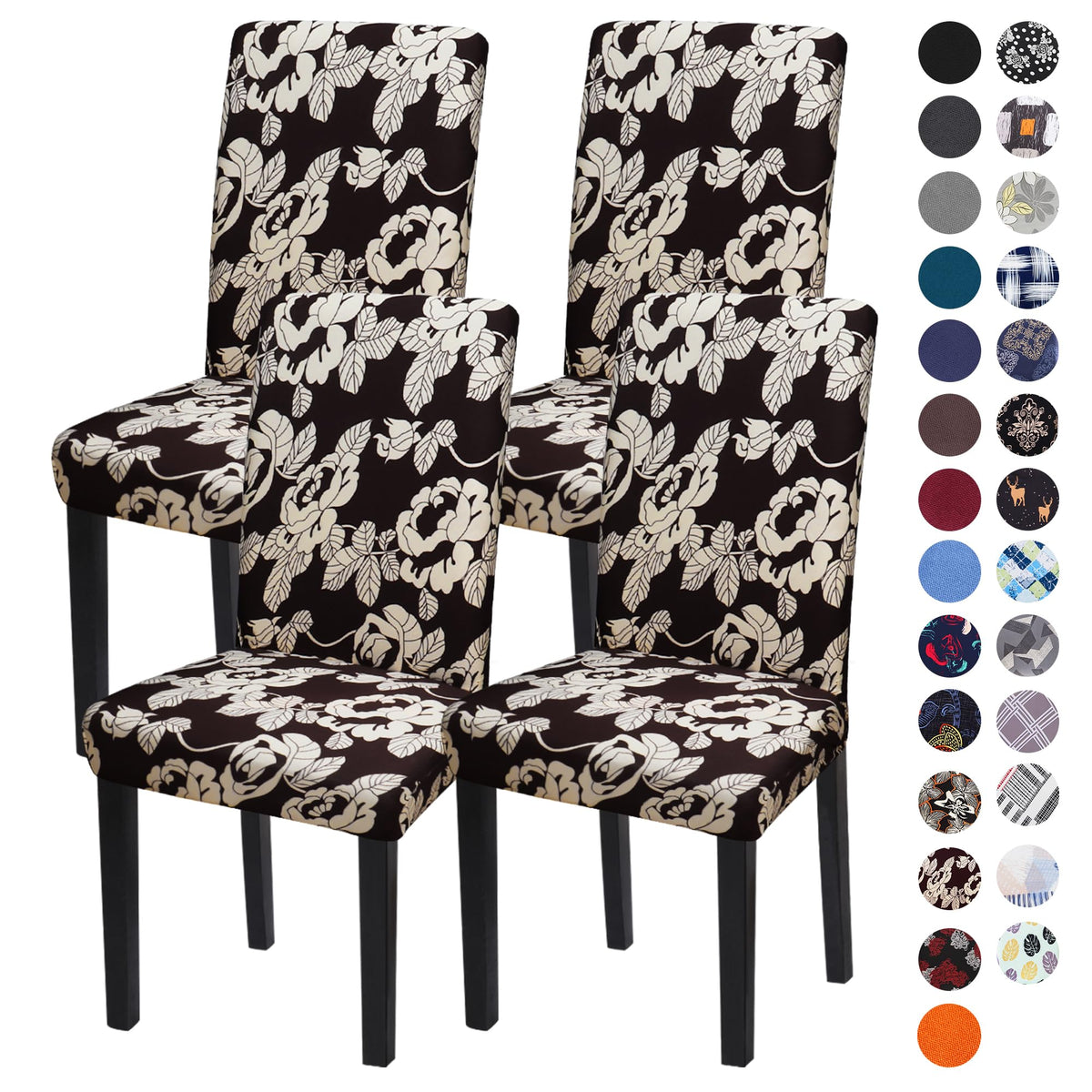 Sufdari Dining Chair Covers,Kitchen Cover,Parsons Slipcover,Spandex Protectors for Room Stretch Chairs Cover Set of 4 -Gray