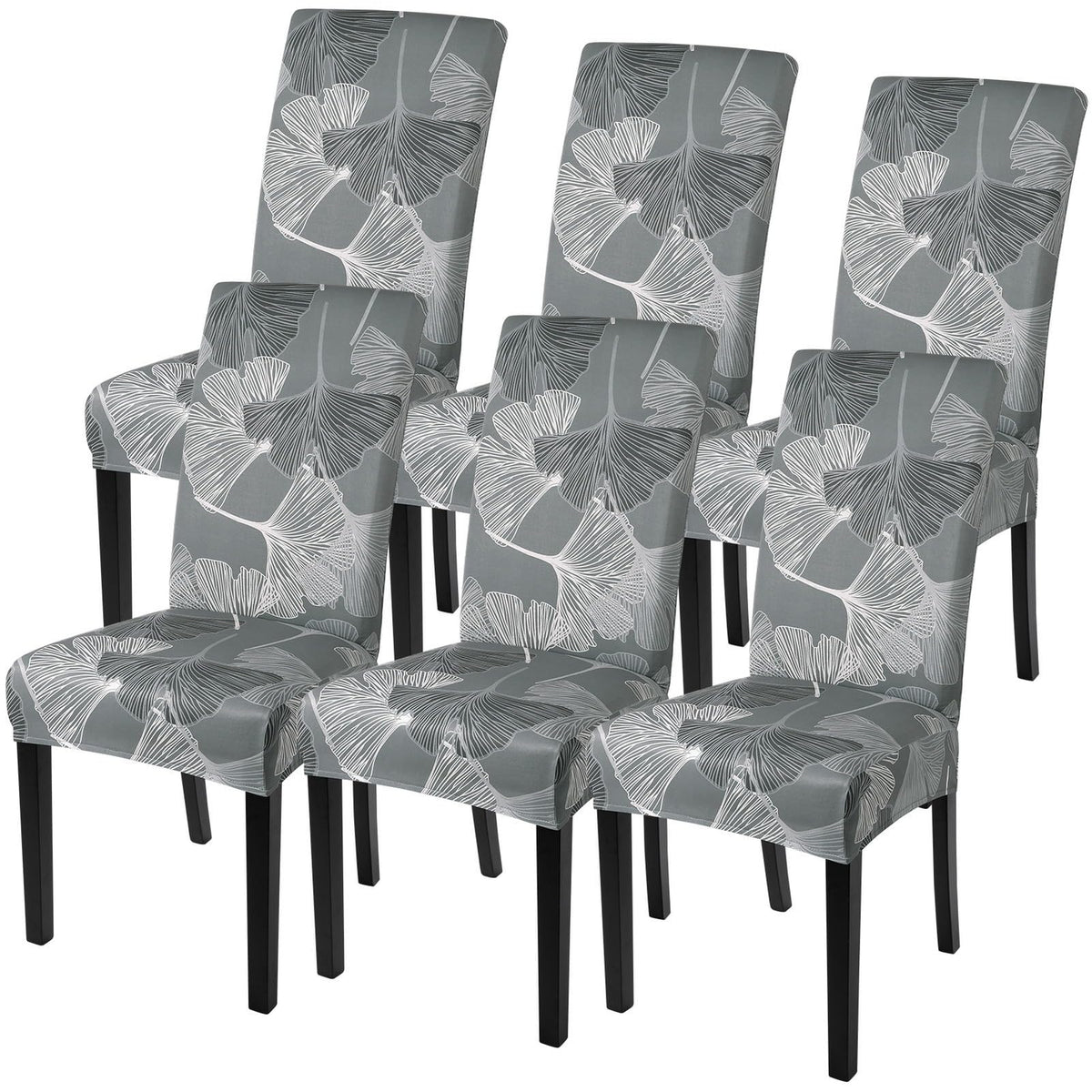 SearchI Chair Covers Slipcovers Set of 4, Spandex Super Fit Stretch Removable Washable Kitchen Parsons Protector for Dining Room,Hotel,Ceremony,Beige+Flowers
