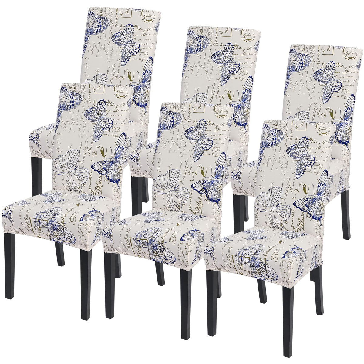 SearchI Dining Room Chair Covers Set of 6, Stretch Jacquard Parsons Chair Slipcovers Super Fit Removable Washable Kitchen Chair Protector Cover for Dining Room, Hotel, Ceremony (Beige Rhombus)
