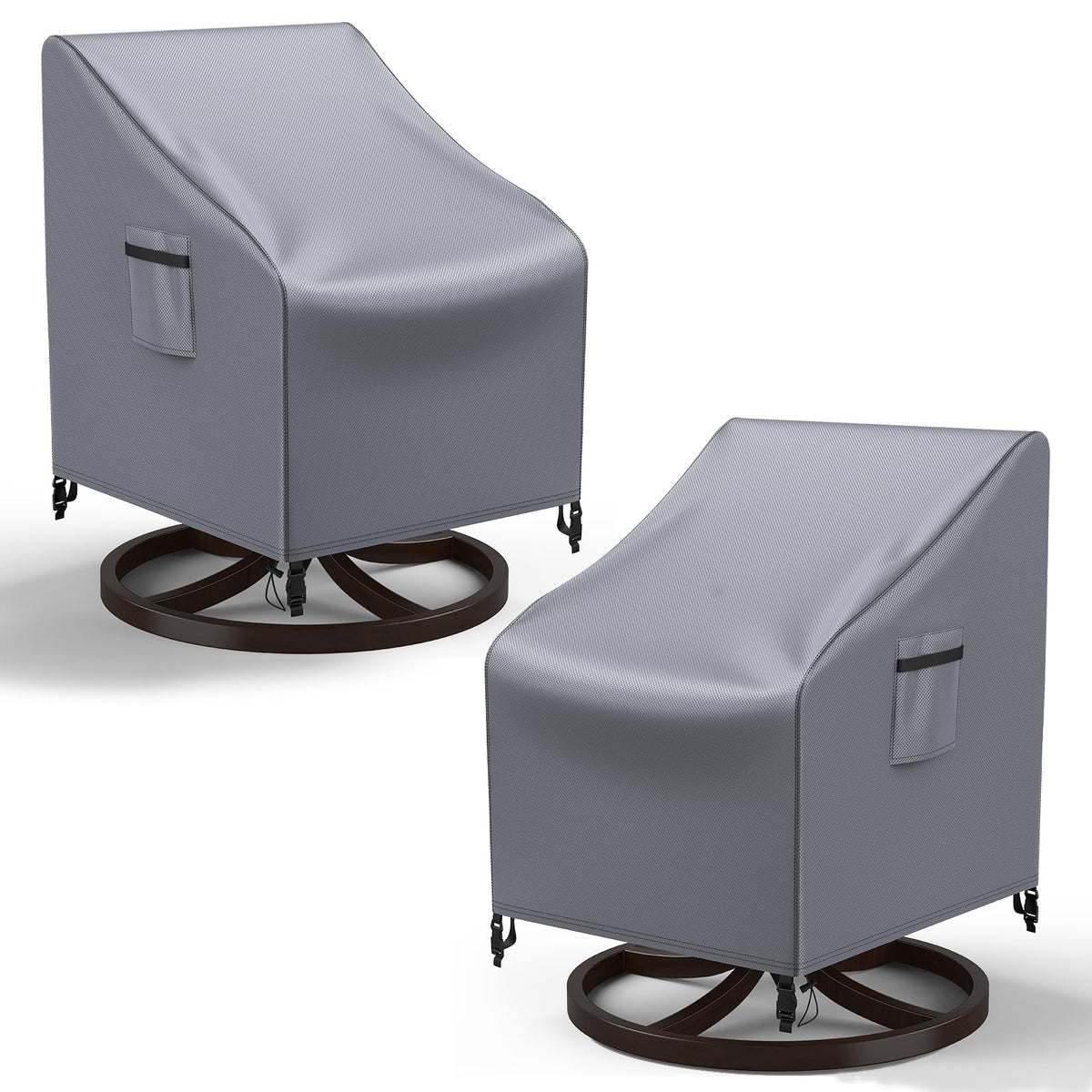 Mrrihand Patio Chair Covers, 2 Pack Outdoor Swivel Lounge Chair Cover, Heavy Duty Patio Rocking Chair Covers, Patio Furniture Covers Waterproof, 30" W×34" D×38.5" H, Black