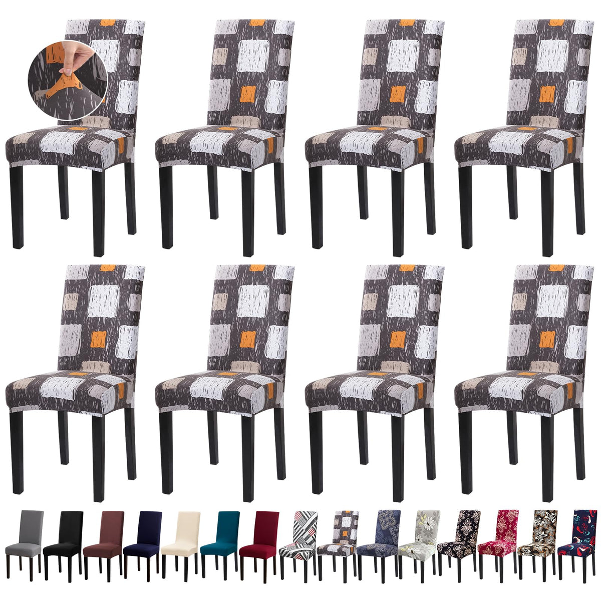 Chair Covers, Stretch Dining Room Chair Covers Set of 6, Removable Washable Dining Chair Slipcovers for Home, Hotel, Banquet