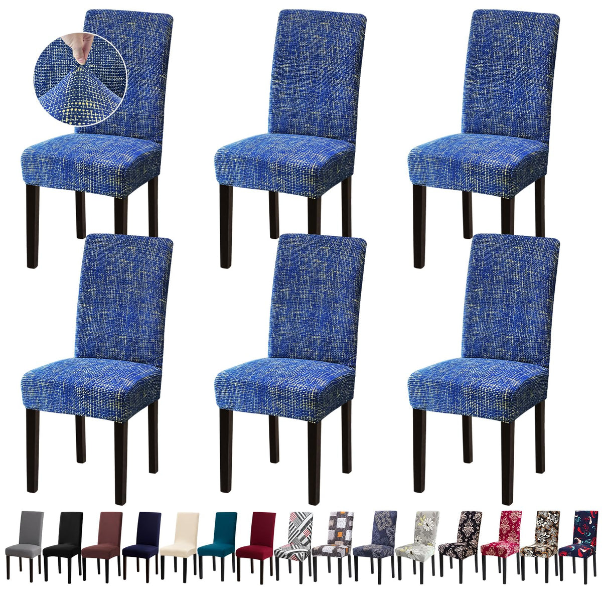Chair Covers, Stretch Dining Room Chair Covers Set of 6, Removable Washable Dining Chair Slipcovers for Home, Hotel, Banquet