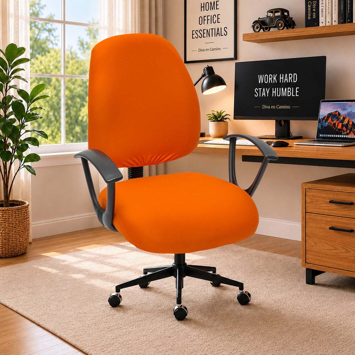 Water Resistant Stretch Computer Office Chair Cover with Durable Zipper Universal Washable Removable Spandex Rotating Boss Chair Slipcovers Anti-dust Soft Desk Chair Seat Protector for Dogs Cats Pets