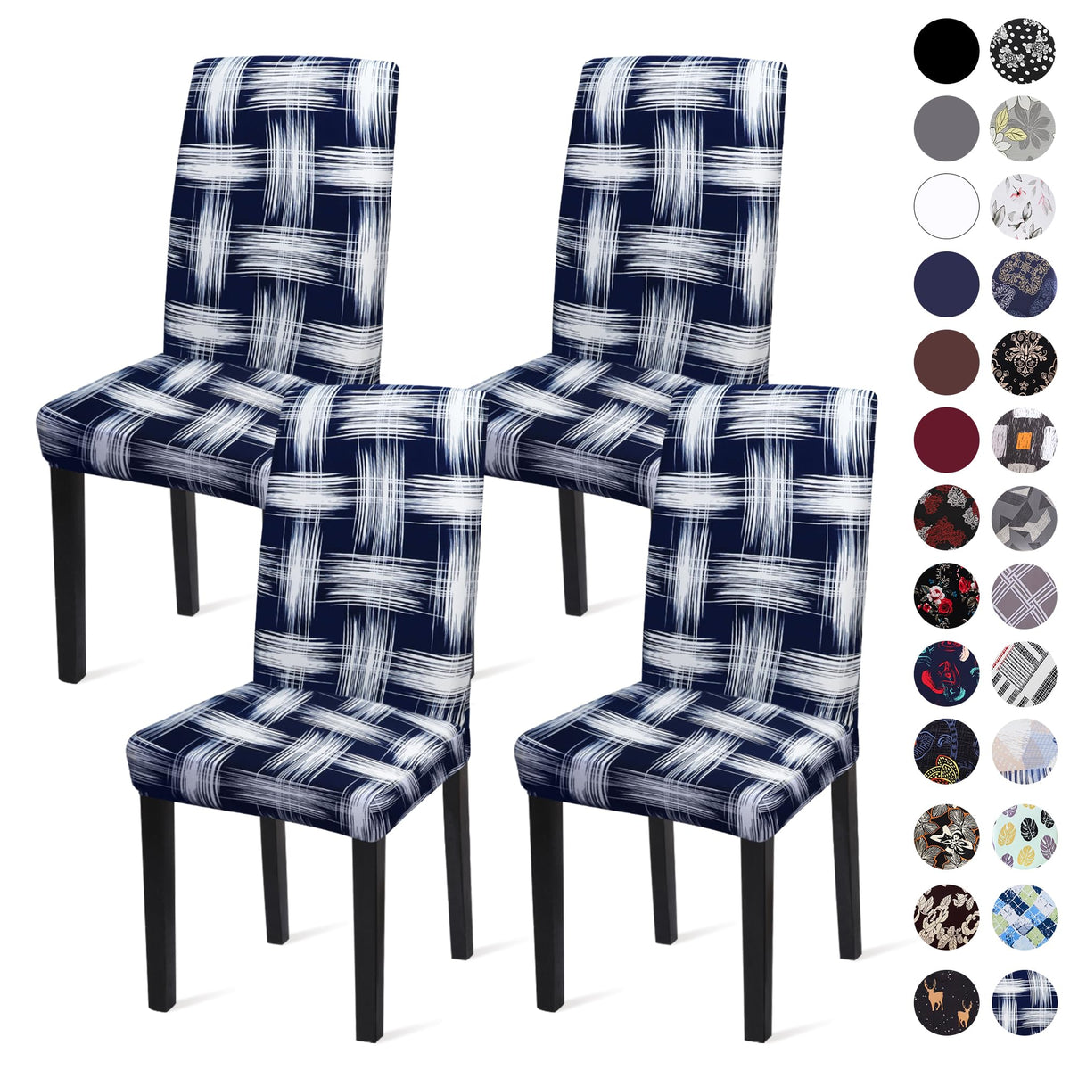 Sufdari Dining Chair Covers,Kitchen Cover,Parsons Slipcover,Spandex Protectors for Room Stretch Chairs Cover Set of 4 -Gray