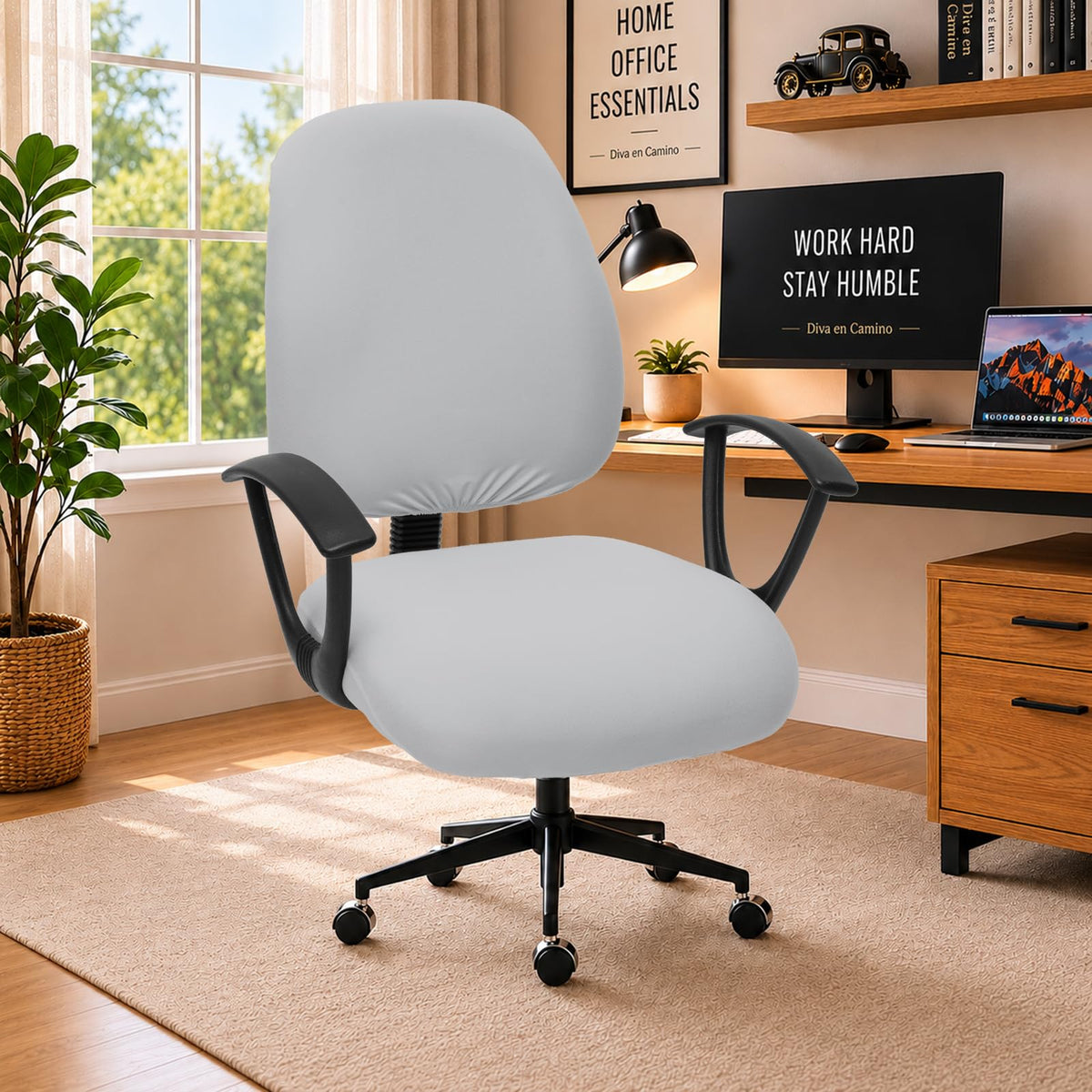 DIVA EN CAMINO DEC Water-Resistant Stretchable Desk Office Chair Seat Cushion Covers - Universal Spandex Computer Chair Slipcover - Removable Washable Cushion Protectors for Dogs, Cats, Black