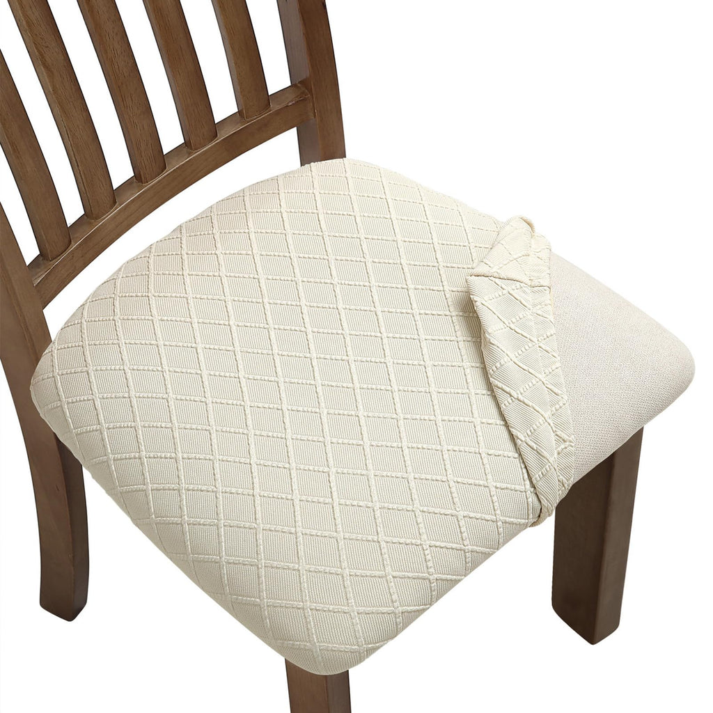 Fuloon Dining Chair Seat Covers Stretch Slipcovers, 6 Pack, Beige
