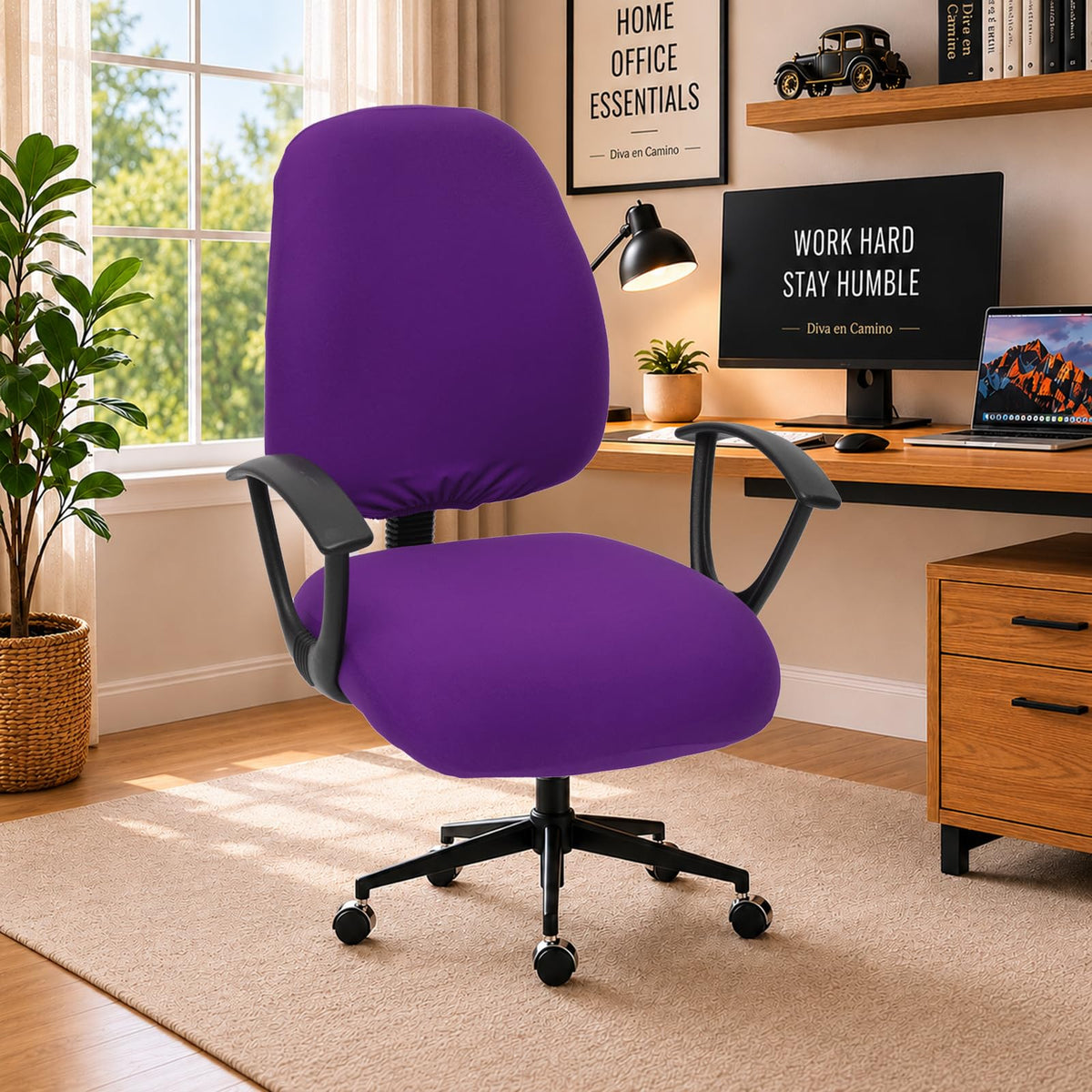 Water Resistant Stretch Computer Office Chair Cover with Durable Zipper Universal Washable Removable Spandex Rotating Boss Chair Slipcovers Anti-dust Soft Desk Chair Seat Protector for Dogs Cats Pets